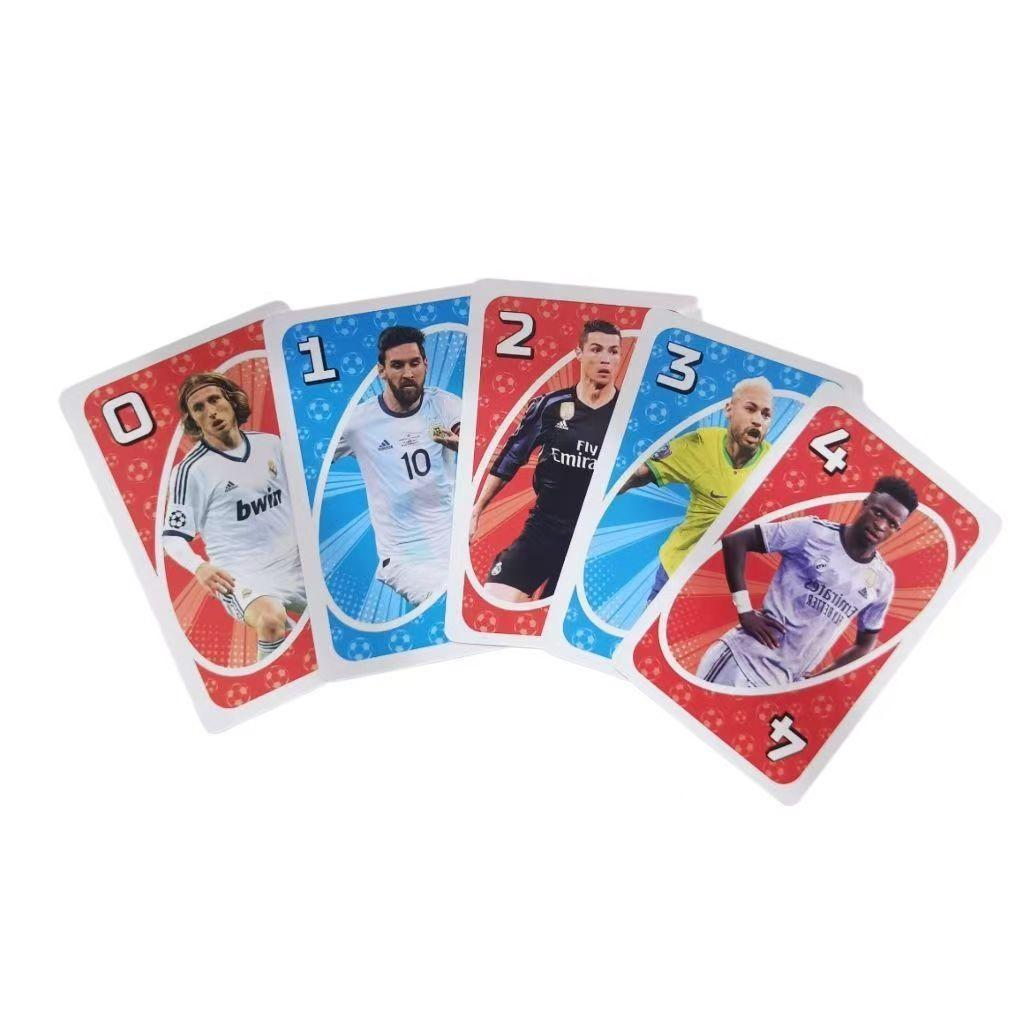 Soccer Star UNO Cards - 108pcs Football Player Themed Family Card Game for Kids & Adults, Fun Party & Travel Toy