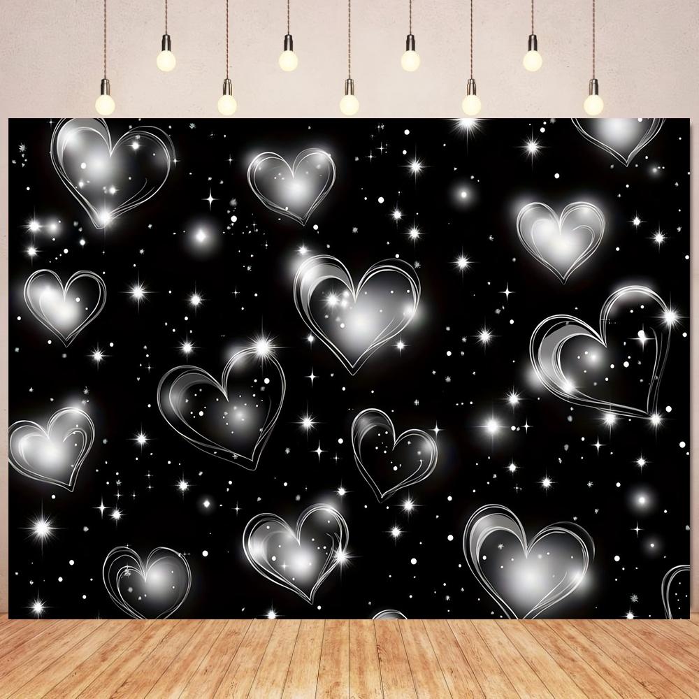 Extra-Large Wedding Background Cloth, Heart Pattern Party Decoration, Durable Polyester Fiber Banner for Valentine's Day & Birthday Photo Booths, Wedding Party Backdrop, Party Decorations Banners