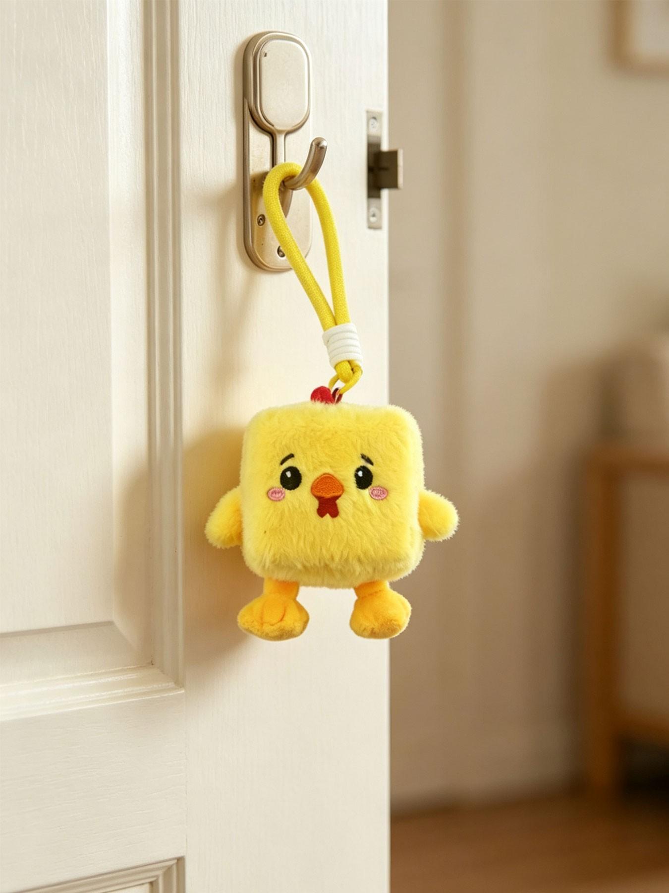 Cute Chicken Plush Keychain, Soft and Cozy Plush Material, Bright, Comb, Stitched Mouth and Cheeks, Durable Woven Strap