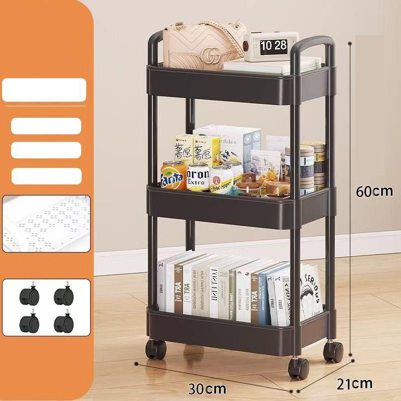 Multi-Layer Mobile Cart Storage Rack, Kitchen Bathroom Bedside Snack Bookshelf, Perfect Holiday Gift for Friends, Birthday Present