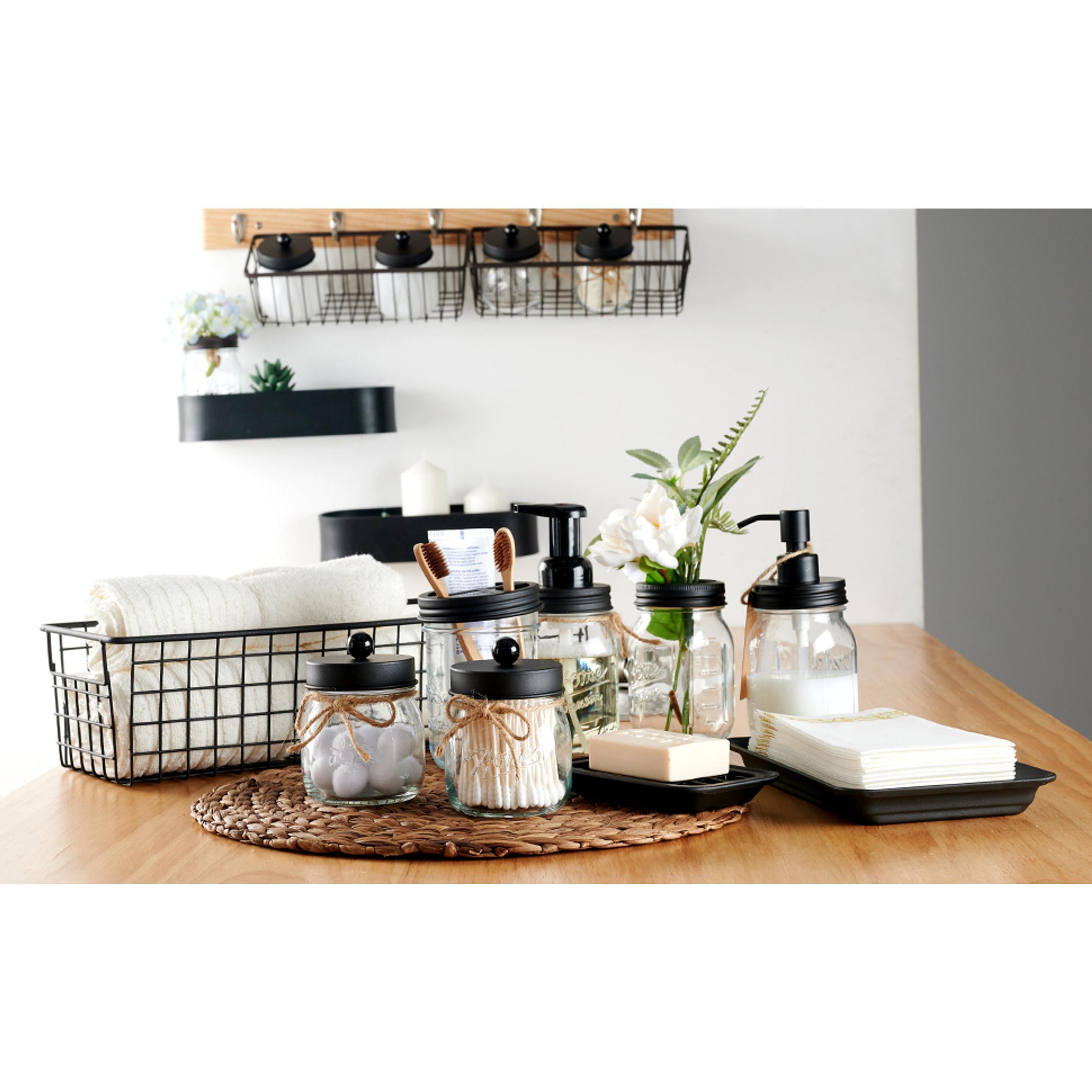 Vintage Farmhouse Decor Metal Vanity Tray(2 Pack),Countertop Guest Hand Towel Storage Organizer Tray Dispenser, Sturdy Holder for Perfume,Cosmetics, Jewelry, Makeup Bathroom Organizer (Bronze)