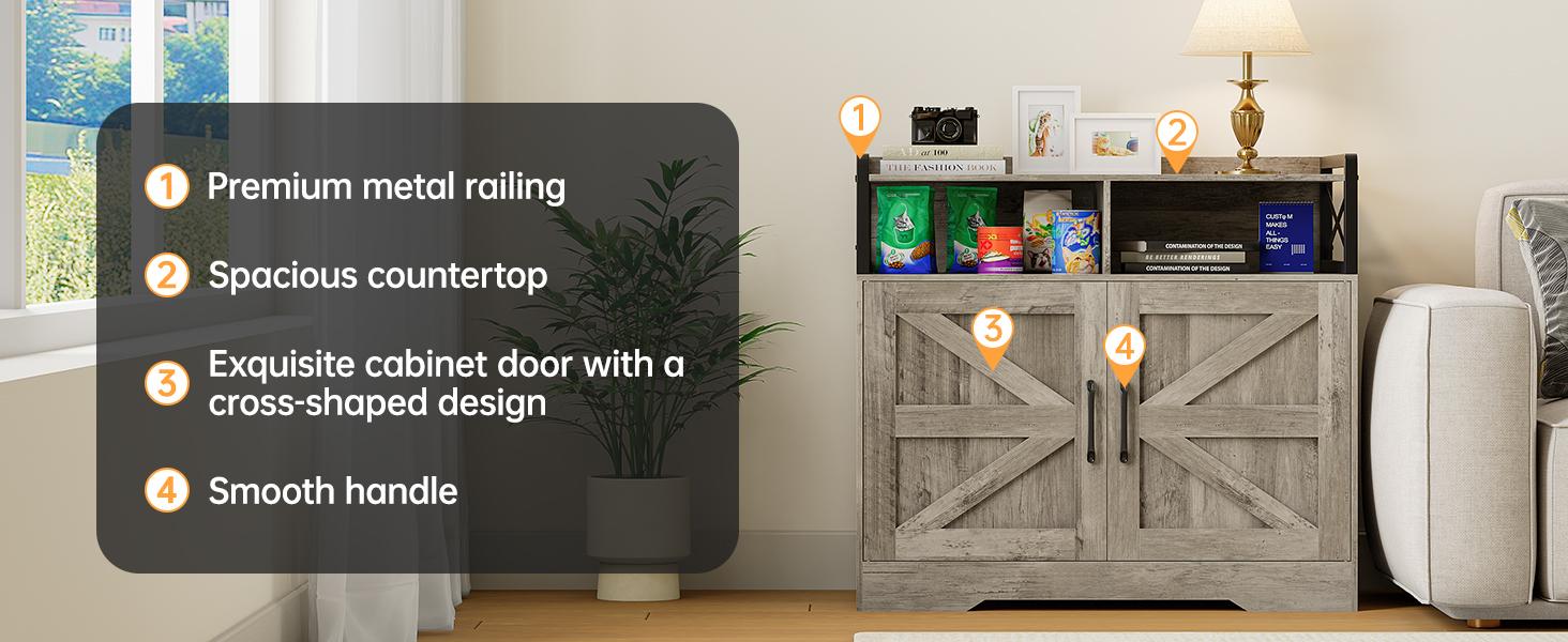 Litter Box Enclosure for 2 Cats, Hidden Litter Box Furniture with Double Rooms, Cat Bed, PVC Pad and Scratch Pad, Grey