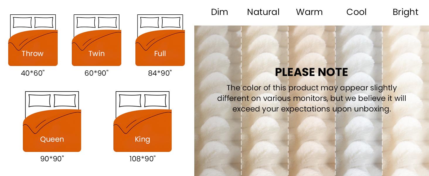 Flannel Fleece Blanket - Soft, Solid Color, Lightweight, Natural Multi-Color, King Size, Gifts Women & Girls, Ideal for Bed, Couch, All Seasons, Decor