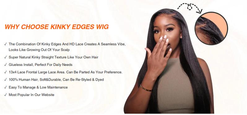 Simidola 4C Edges Realistic Hairline 13x6 Frontal HD Lace Kinky Curly Wig 100% Human Hair 13x4 Front Lace Wig With Kinky Straight Baby Hair