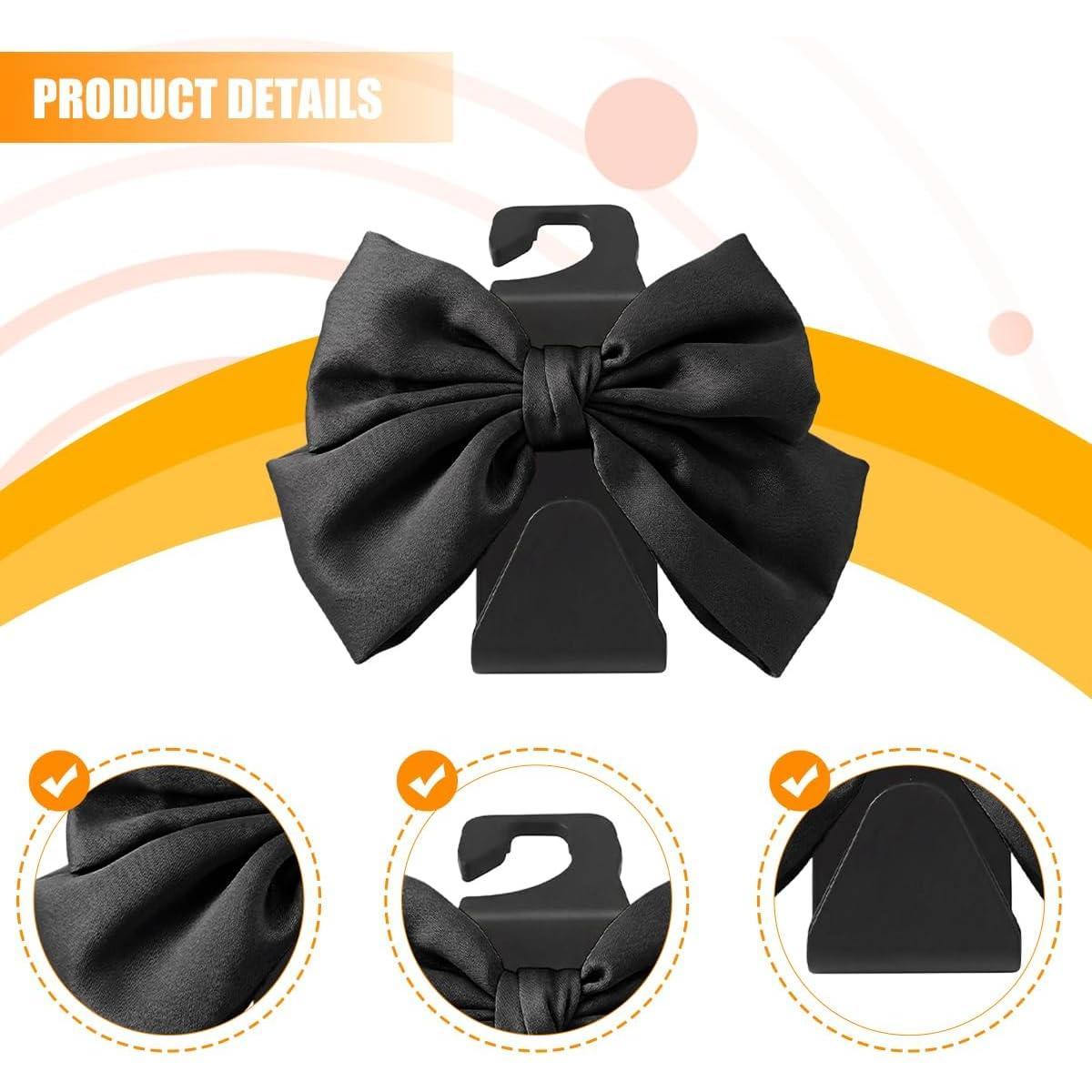 2 count Seat Headrest Hook, Cute Bow Seat Hanger Storage Hooks for Handbag Purse Coat, Automotive Interior Headrest Organizer, Universal for Automobile RV (Black) 2 count Seat Headrest Hook, Cute Bow Seat Hanger Storage Hooks for Handbag Purse Coat, Automotive Interior Headrest Organizer, Universal for Automobile RV (Black)
