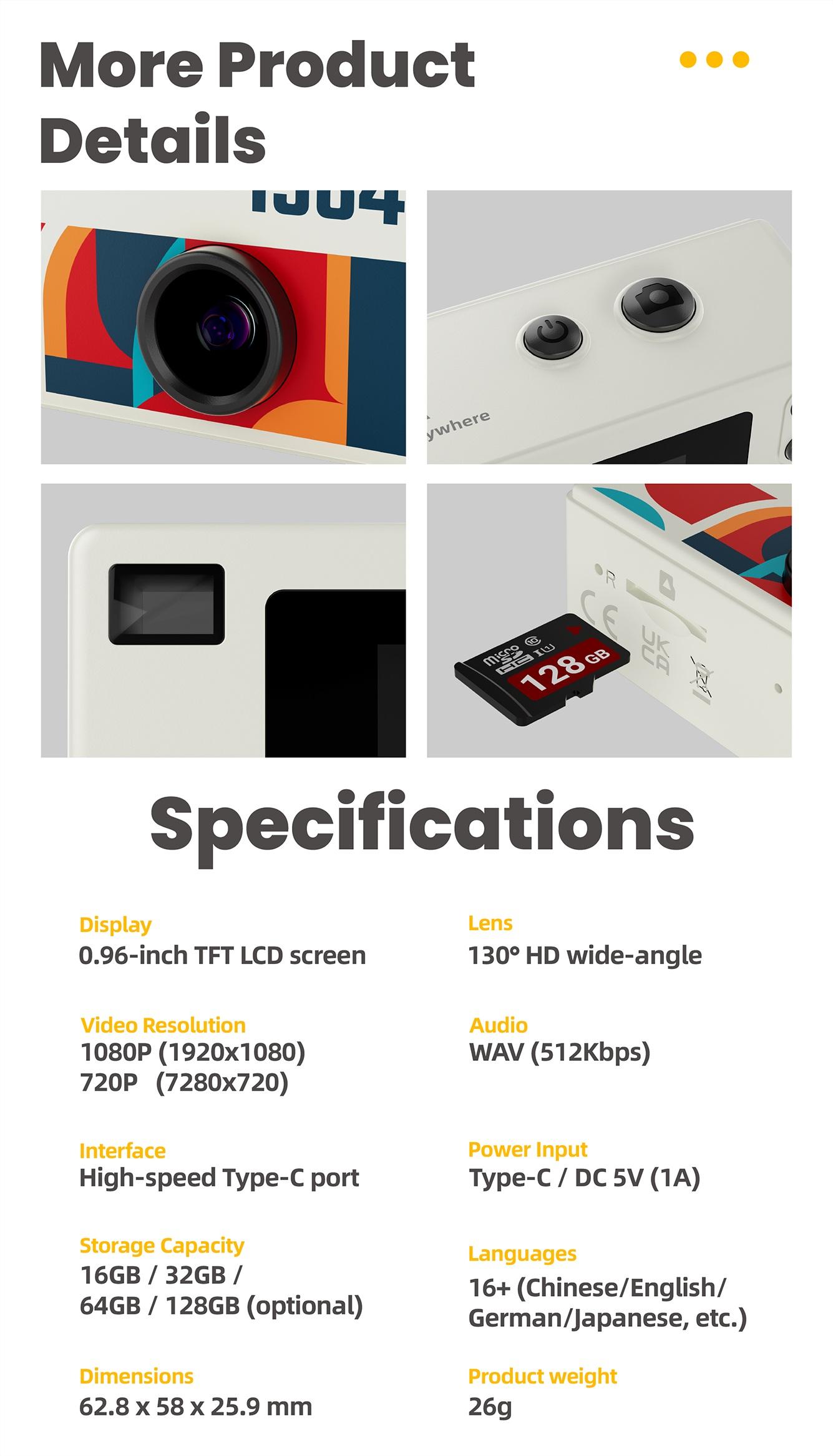 G6 Thumb Keychain Camera, 0.96 Inch Retro Mini Sports Camera, 1080P Ultra Small Camcorder, Audio Video Recorder, Supports Memory Card