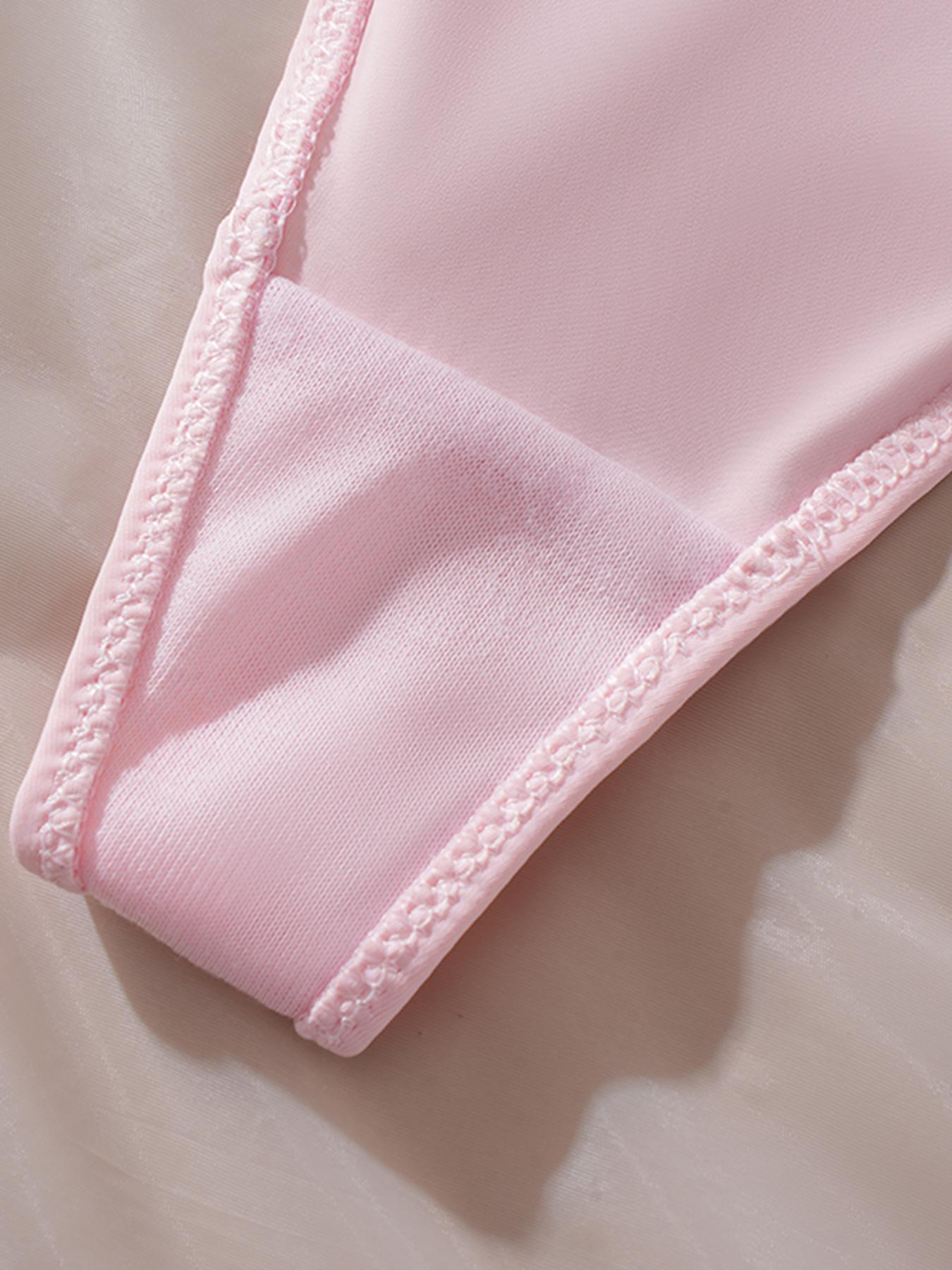 Women's Sexy Contrast Lace Thongs, Breathable Soft Comfort Underwear, Fitted Plain Design, All Seasons Wear, Pack of 6, Fashion Panties, Trim Lace Panty