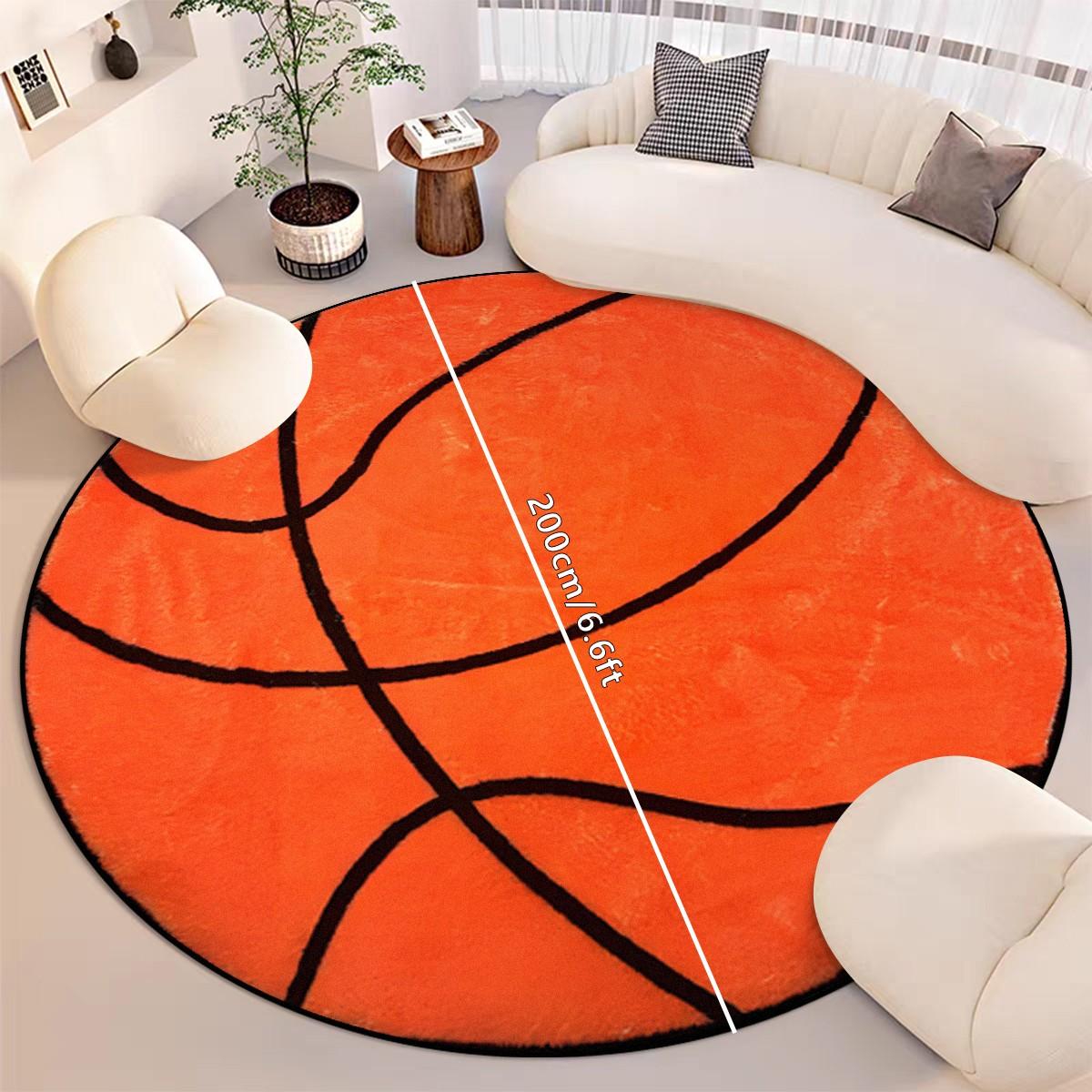Basketball Lover Carpet, Round Basketball Shaped Mat, Soft Non-Slip Rug, Soft Area Rug, Easy Clean, Indoor Decor for Living Room Bedroom