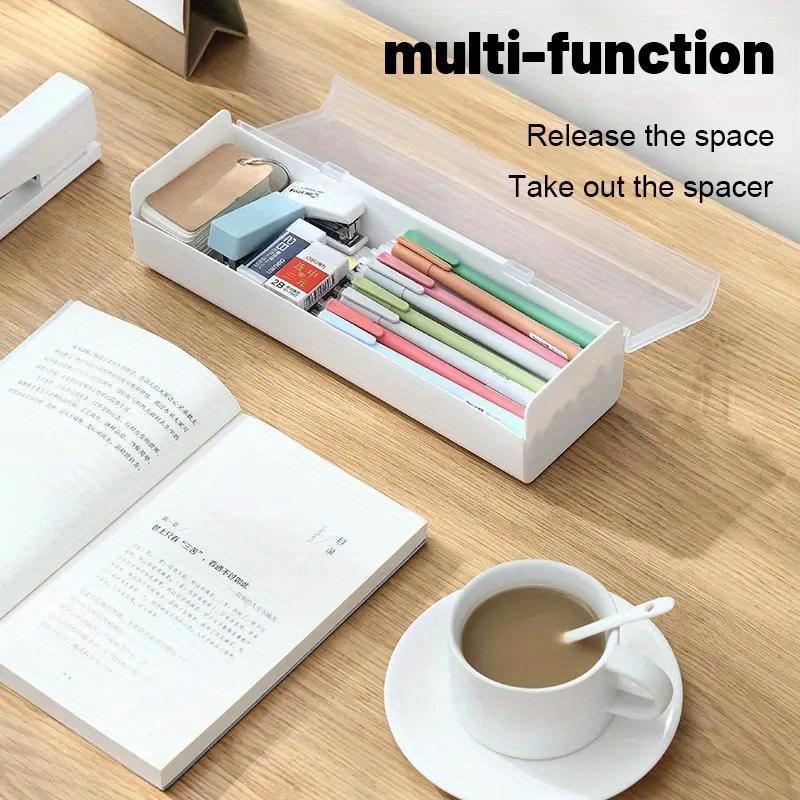 1Pc Transparent Data Cable Storage Box Plastic Data Line Storage Container for Desk Headset Stationery Multifunctional Storage Work Accessories