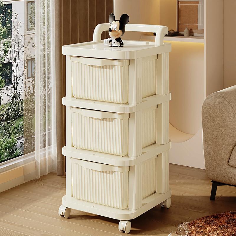 3/4 Layer Rolling Storage Cart, Mobile Organizer Cabinet on Wheels with Brakes, Multi-functional large capacity storage cabinet, Living Room Storage, Suitable for all rooms