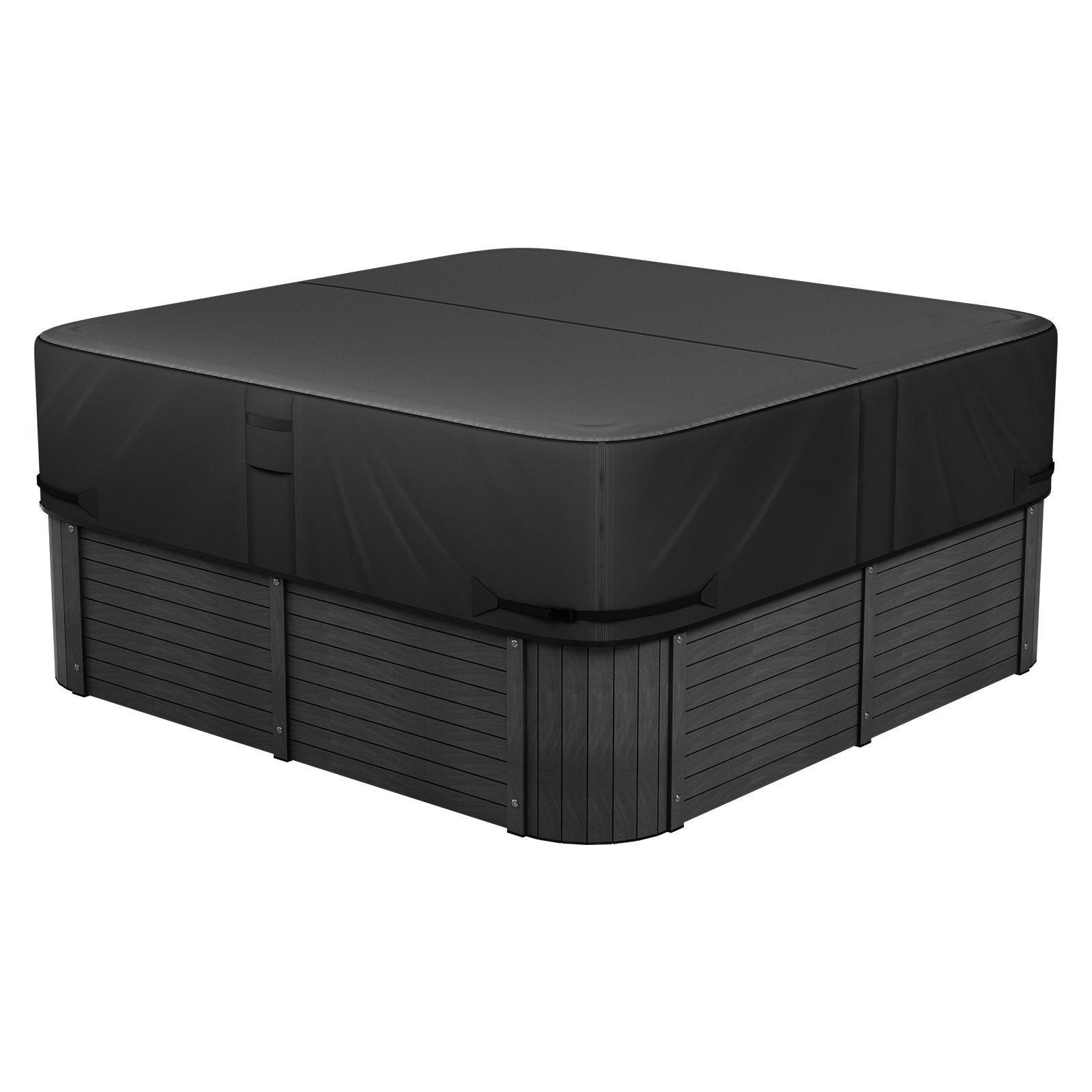VEVOR Outdoor Hot Tub Cover, 80x 80x 20 Inch Weatherproof and Waterproof Hot Tub Cover Protector, 600D Heavy Duty Oxford Fabric and 950N Tearing Strength, Square Spa Covers for Hottub, Black