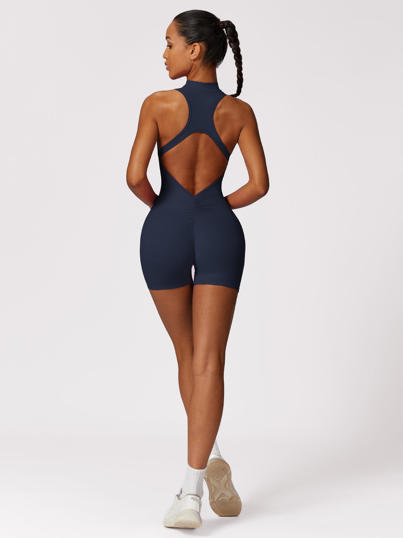 Women's Solid Color Sports Romper, Casual Comfy Breathable Sleeveless Romper for Yoga Gym Workout, Ladies Sportswear for Summer, Sporty Comfy Jumpsuit