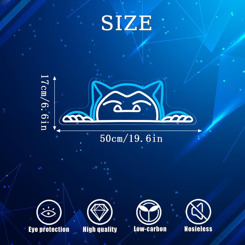 Cute Snorlax-patterned neon sign, USB-powered Snorlax neon light, dimmable neon sign, Decorative neon light, suitable for bedrooms, homes, man caves, game rooms, and restaurants.