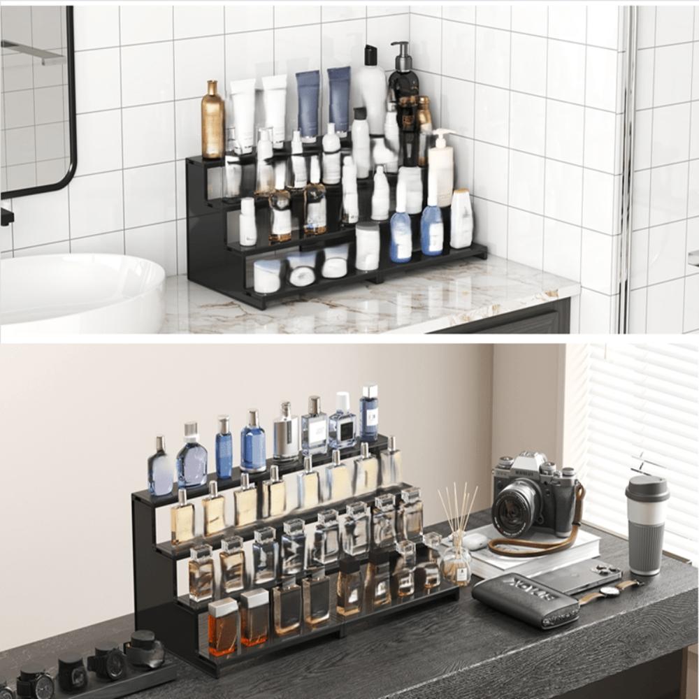 Perfume Display Stand, Perfume Organizer Rack, Multi-Functional Display Stand, Suitable for Perfumes, Skin Care Products, Handmade Dolls and Desserts, Applicable to Dressers, Desktops, Cabinets and Party Scenarios