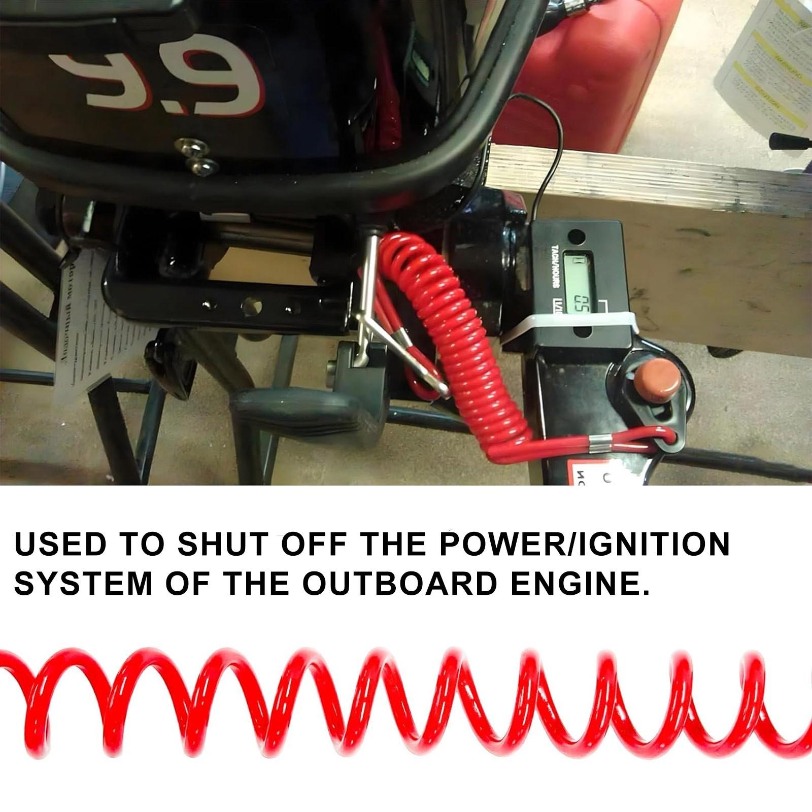 Outboard Replacement Engine Stop Lanyard, Boat Engine Safety Kill Stop, Emergency Ignition Stop for Watercraft Outboard Motors, Boat Key Lanyard Rope Clip