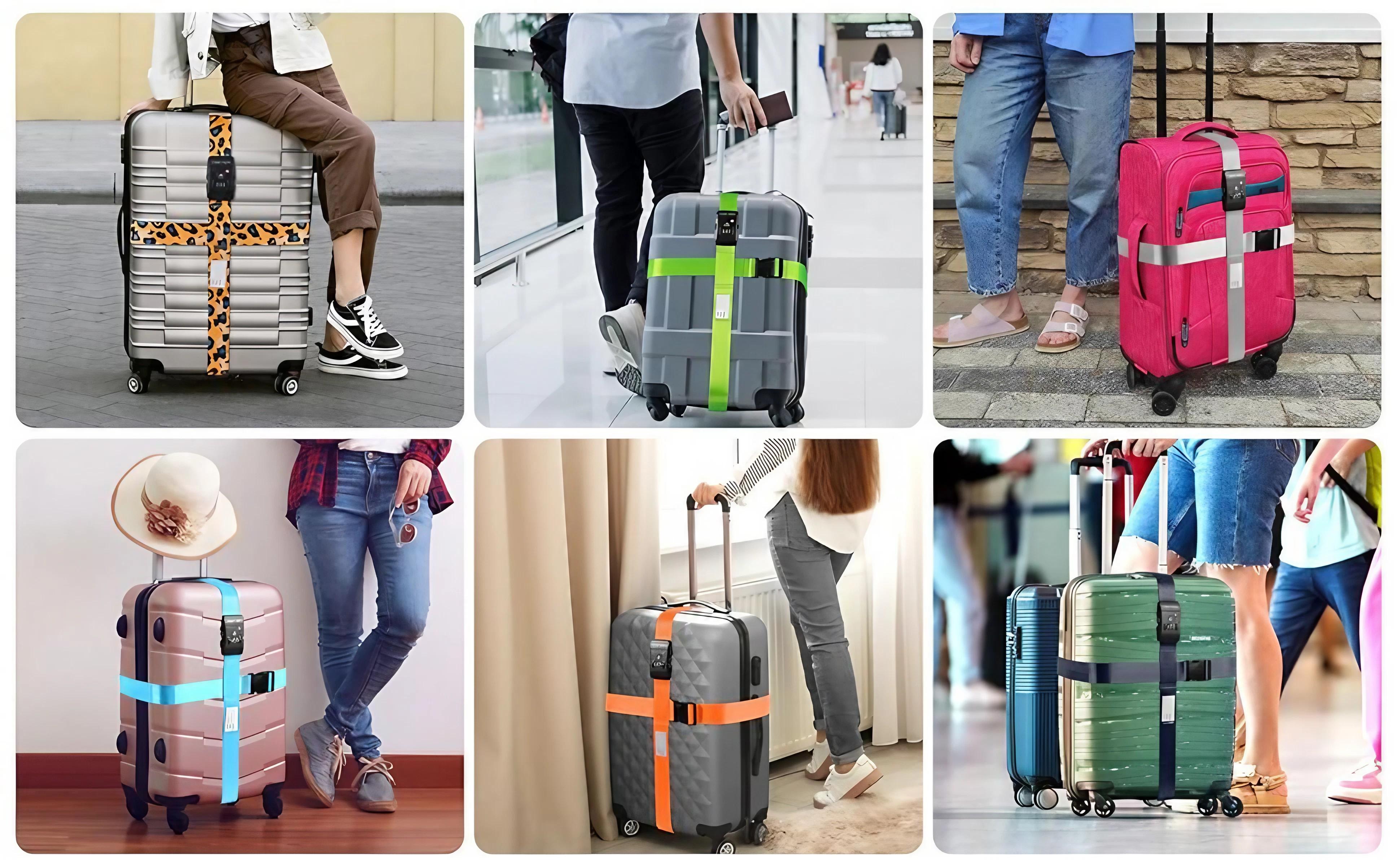 Travel Inspira Luggage Straps, Travel Belt for Luggage, TSA Approved Luggage Straps, 3-Dial Combination Locks Adjustable Suitcase Belt, Quick-Release Buckle