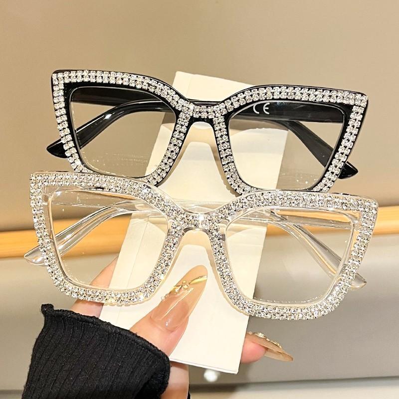 Cat Eye Reading Glasses for Women with Rhinestone Accents, Lightweight & Durable PC Frame, Blue Light Blocking Eyewear, Ideal Gift, High Quality Eyewear, Lightweight Durable Glasses, Daily, Readers
