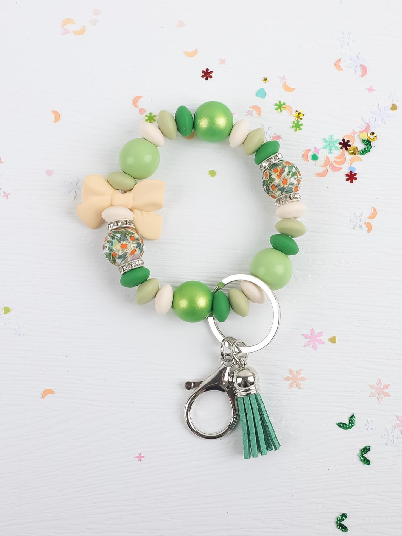 Bow Beaded Keychain, Multicolor Pearl Wristlet Keyring, Cute Butterfly Design, Versatile Gift for Friends, Mom, Birthday, Holiday, Keychain Lanyard