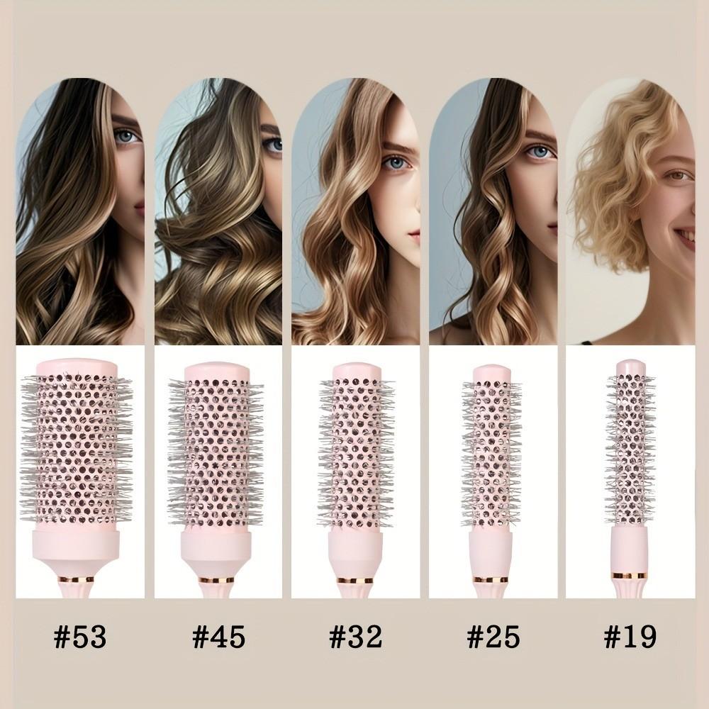 Volume Round Hair Brush Pink Ceramic-Coated  Barrel Vented Round Brush for Blow Drying Heat Resistant Anti-Static Textured Handle for Styling All Hair Types