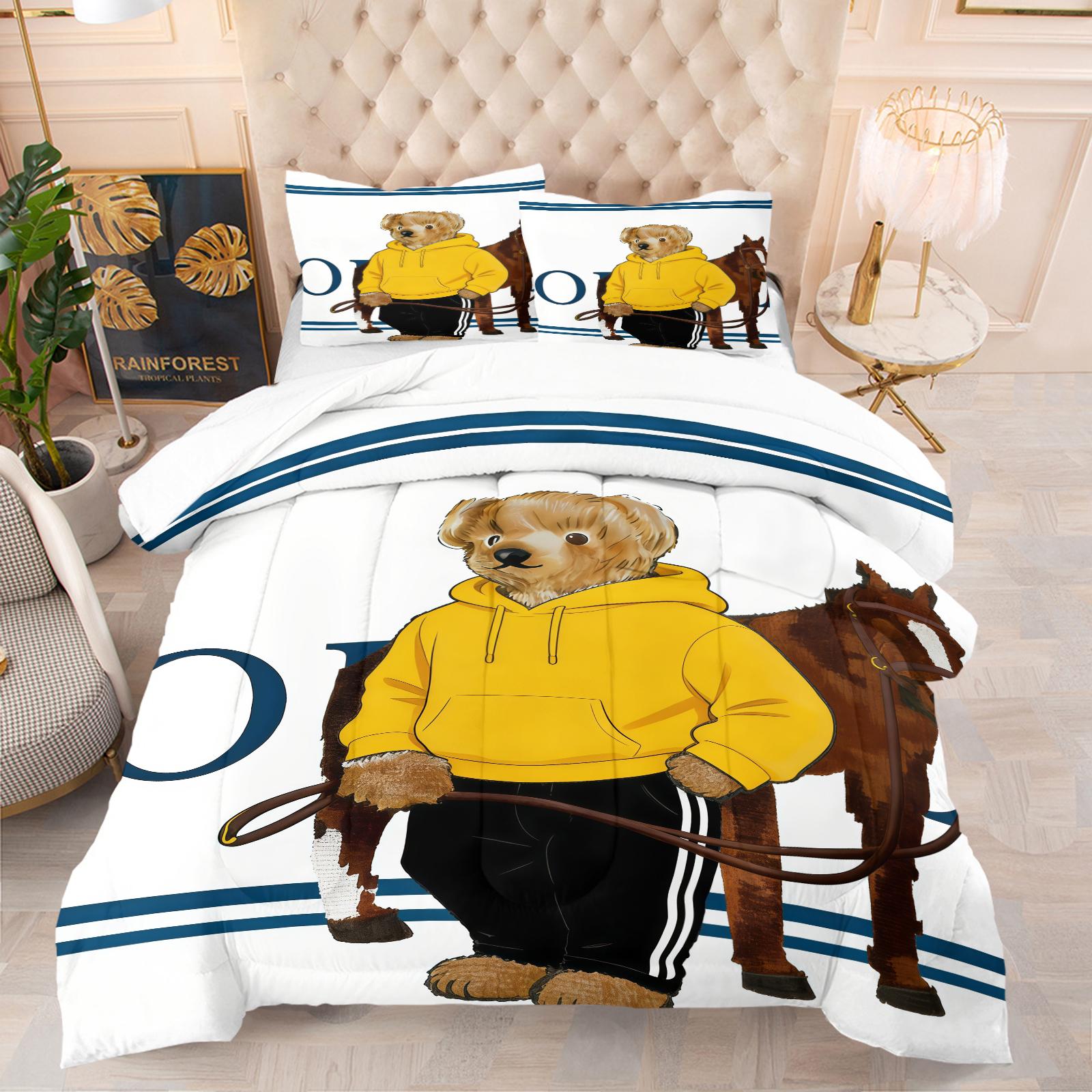 Bear Pattern Comforter Set Quilt, Soft And Durable Bedding Set, Includes 1 Comforter And 1 Or 2 Pillowcases, Daily Holiday Birthday Gift Bedroom Decoration For Children And Adults