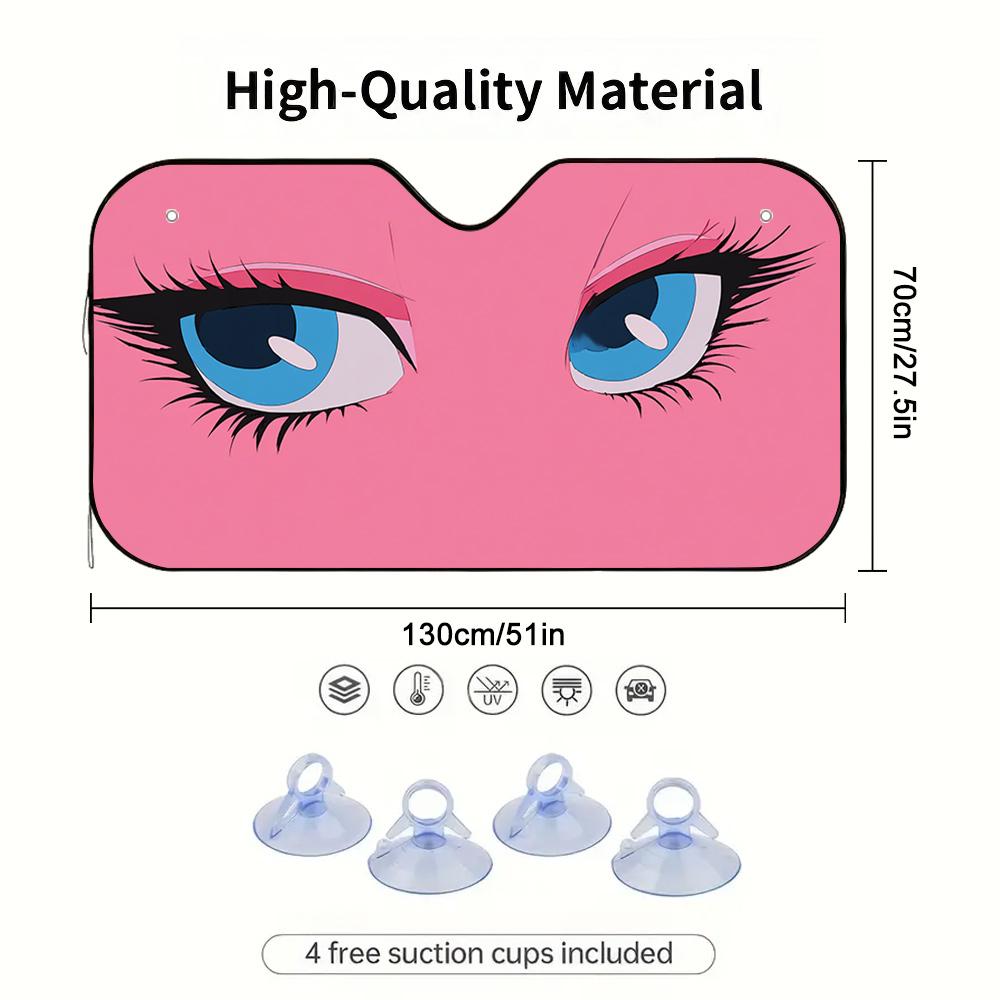 1pc, Pink Gaze Illusion Print Car Windshield Sun Shade, Foldable Sun Visor for Front Windshield, Simple and Effective, Ideal for Daily Commuting and Road Trips