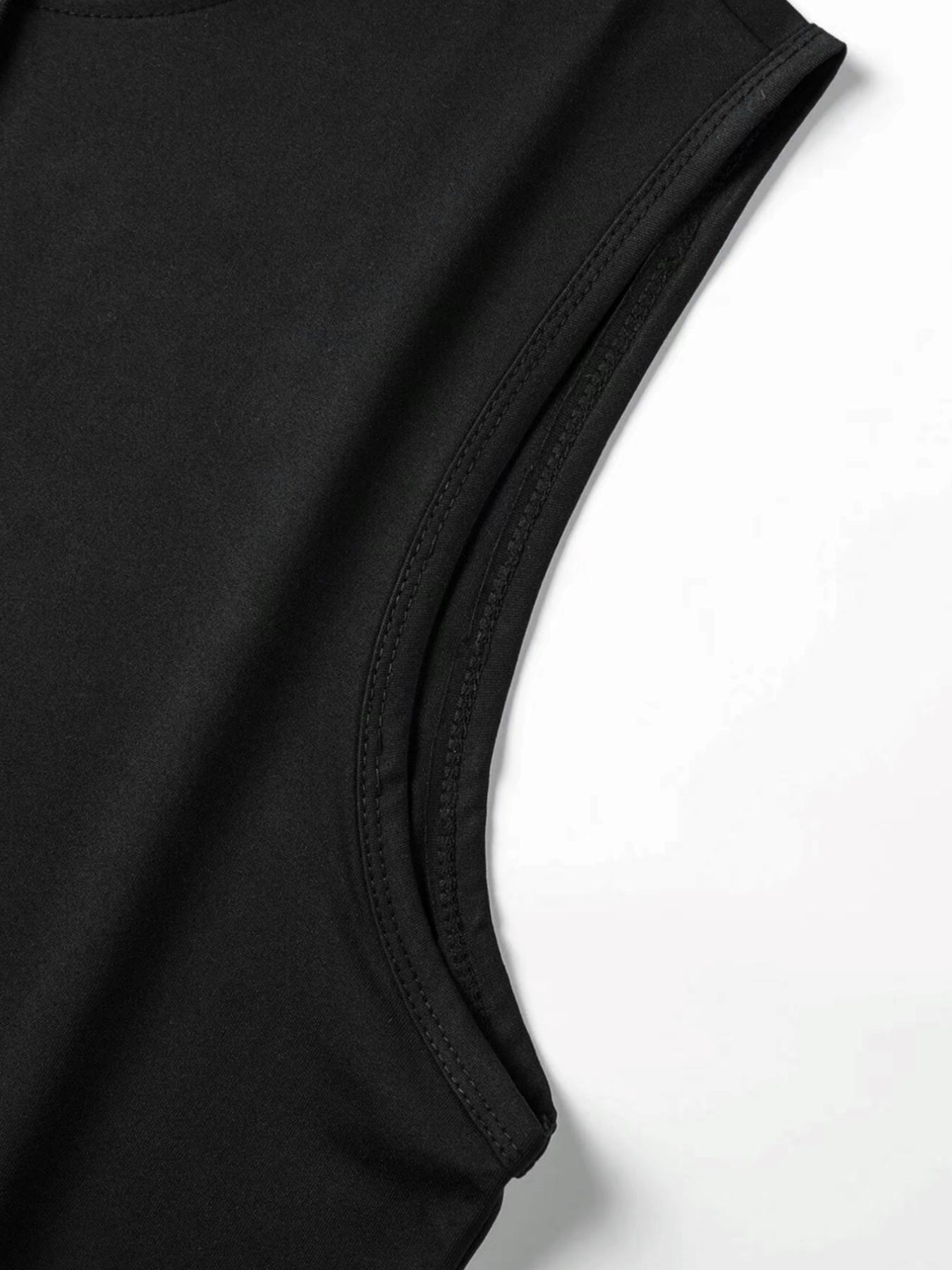 Men's 3-Piece Set Bull Head Print Round Neck Sleeveless T-Shirt, Casual Comfortable Hooded Vest, Summer Outdoor Fitness Wear