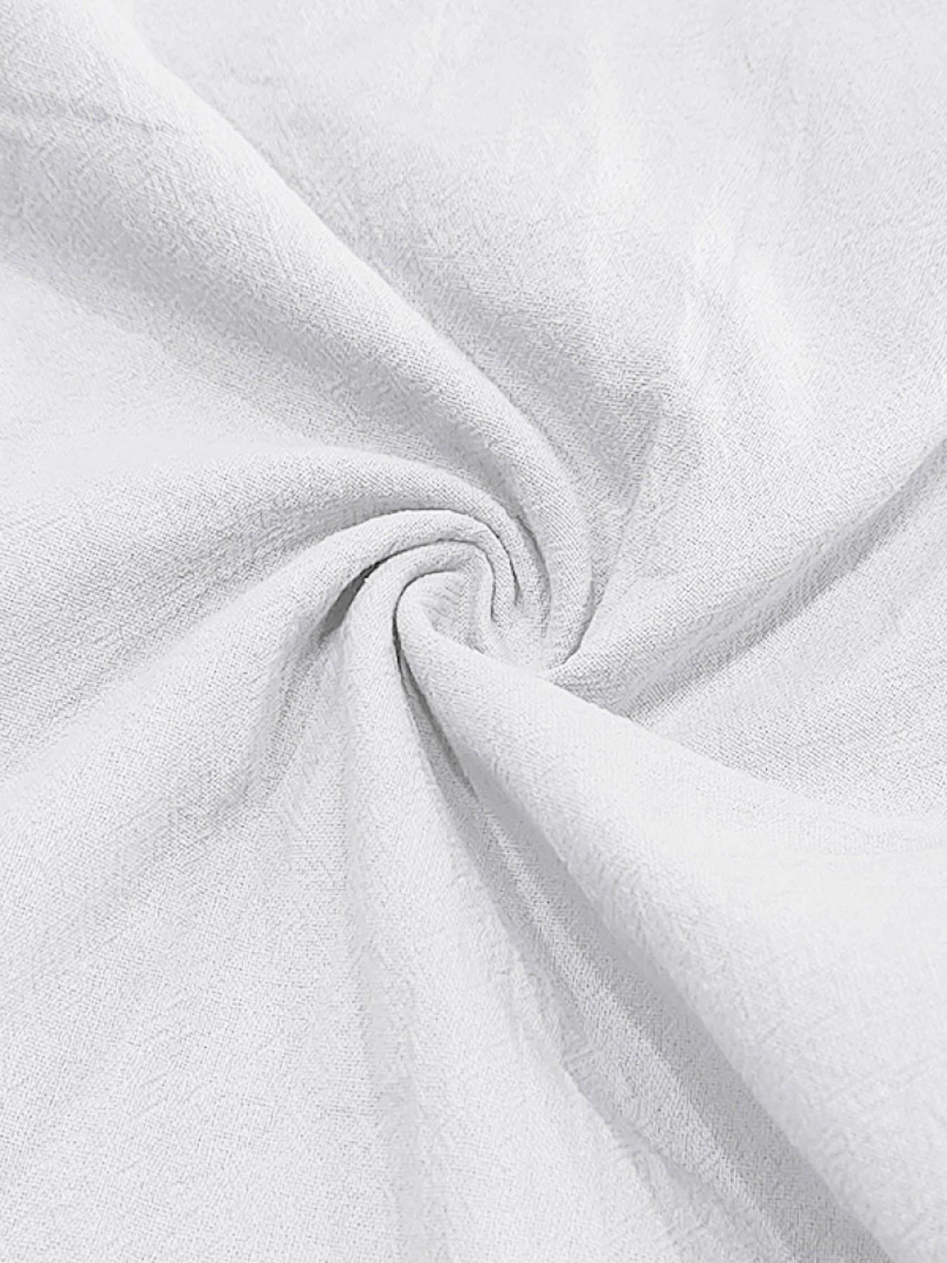 American Style Men's Hawaiian Linen Breathable Henley Neck Casual Short Sleeve Shirt, Summer Fashion, Comfortable and Stylish