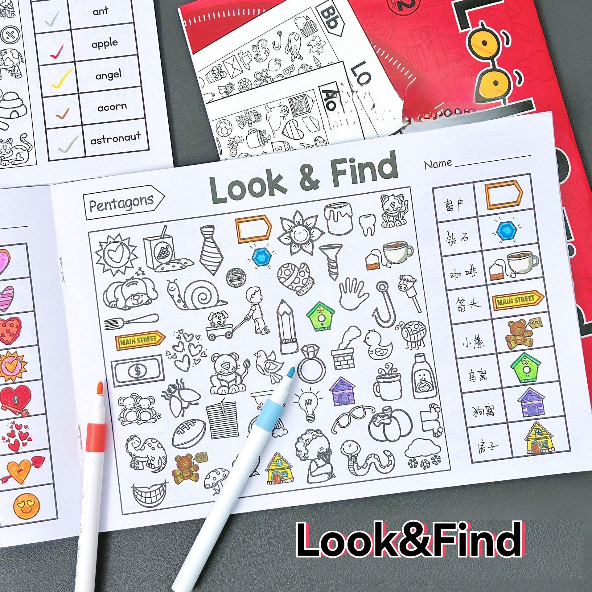 Look and Find Book for Kids, Fun Coloring and Drawing Activity Book, Quiet Time Picture Book, Unisex Art Workbook