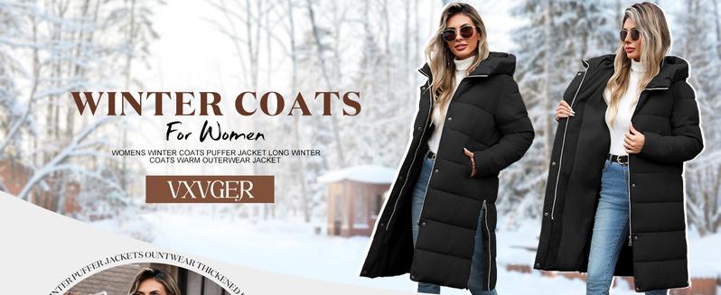 Womens Winter Long Puffer Coat Thicken Ladies Down Quilted Jacket Puffy Padded Zip Hood Parka Side Zipper Trendy 2025