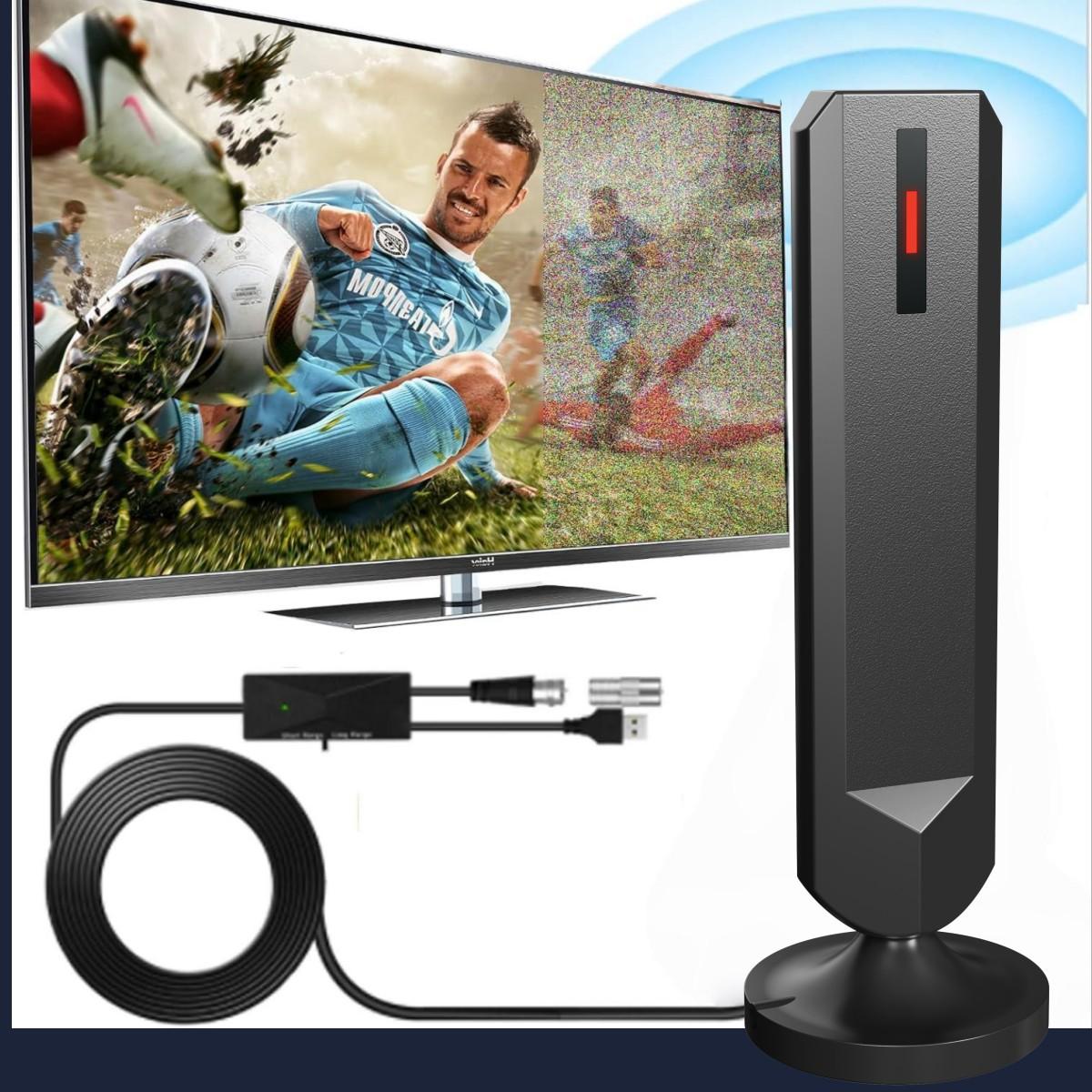 Smart Indoor TV Antenna 2026, Digital 360° Long Range 4K HD, Compatible with 1080P Tvs, Easy Installation, Includes 5m Cable