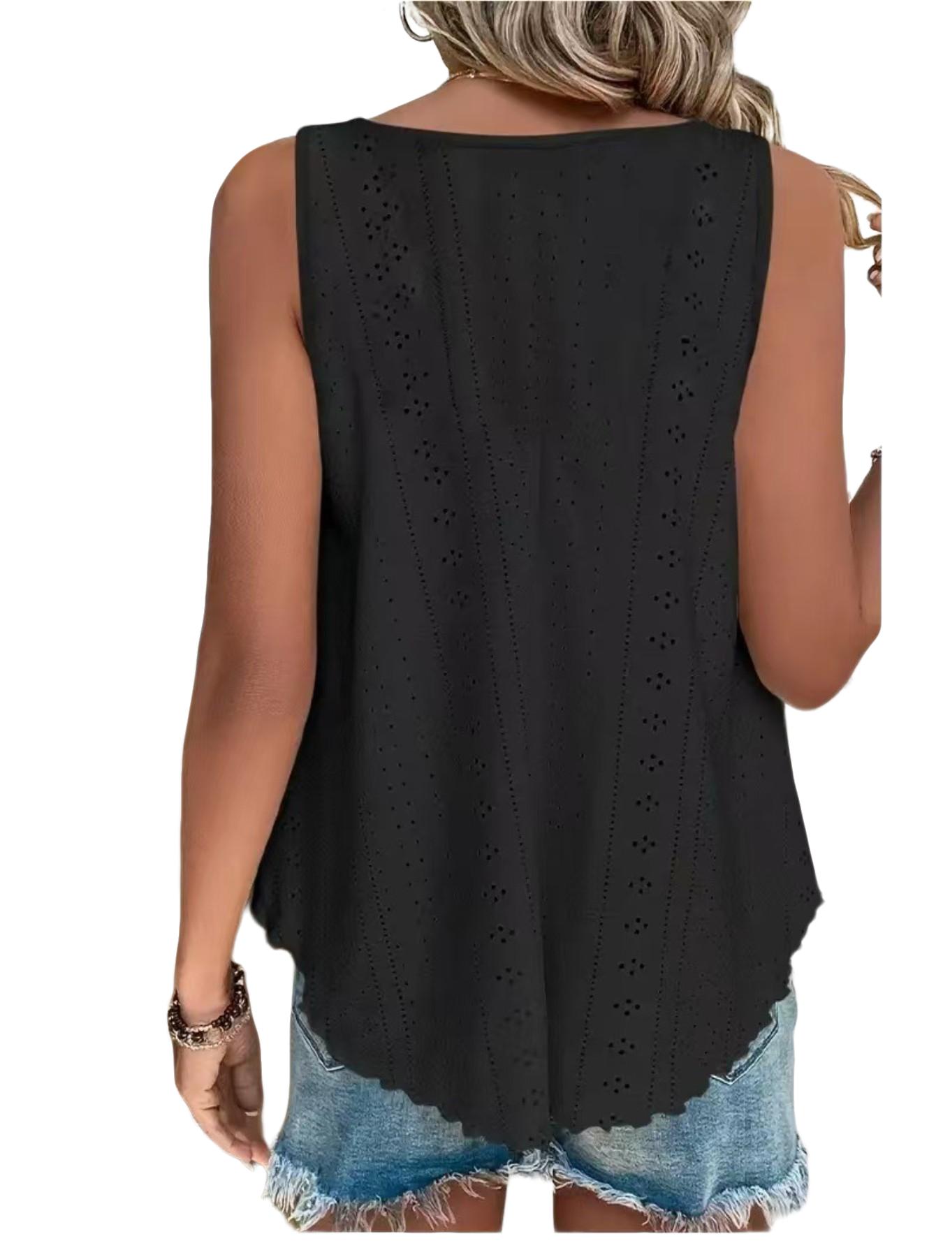 Spring Summer New Round Neck Loose Sleeveless Women's T-Shirt Top, Casual Fashion, Comfortable and Stylish, Perfect for Daily Wear