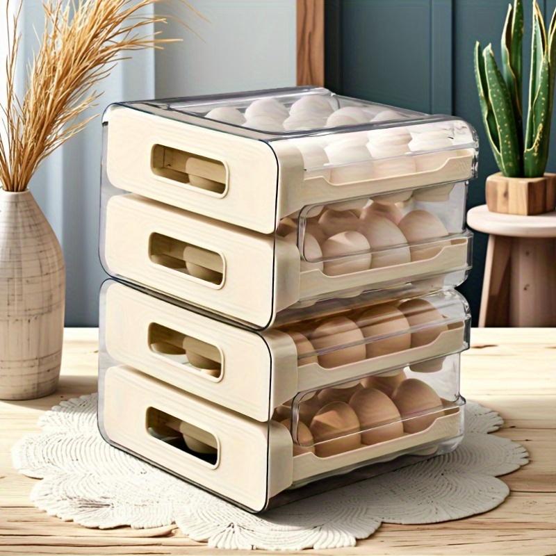 Large Capacity Refrigerator Egg Rack, 2 Layer Storage Box for 32 Eggs, Transparent Plastic Egg Tray, Fridge Organizer Container
