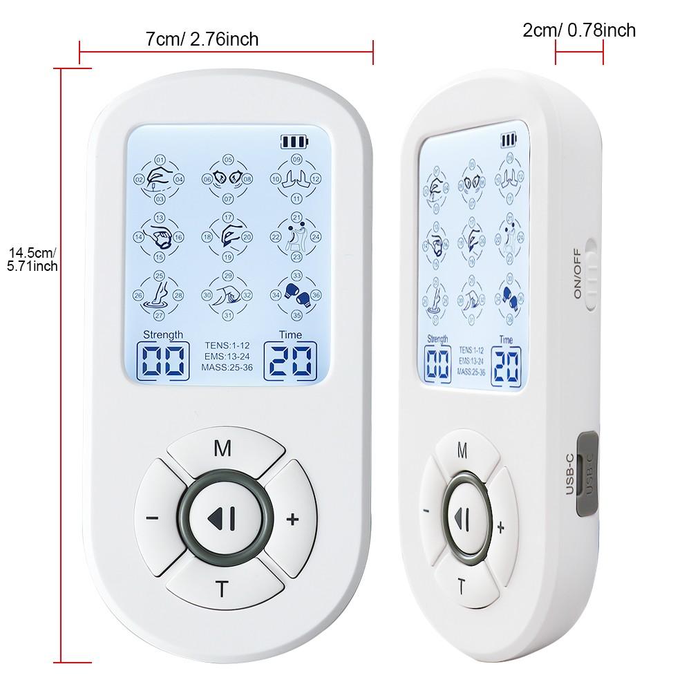 36 Modes Electrical EMS Muscle Stimulator 2 Output Tens Massage Physiotherapy Apparatus Pulse Therapy Acupuncture Device Full Body Relax Massager 30 Intensity Electrostimulator Multifunctional Massager