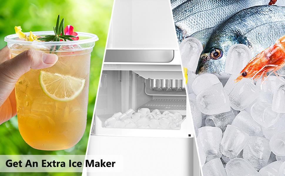 COWSAR Water Dispenser with Ice Maker Function, Top Loading Hot and Cold Water Cooler for 5 Gallon Bottle - Includes Child Safety Lock - Water Machine for Home, Office, Garage - White