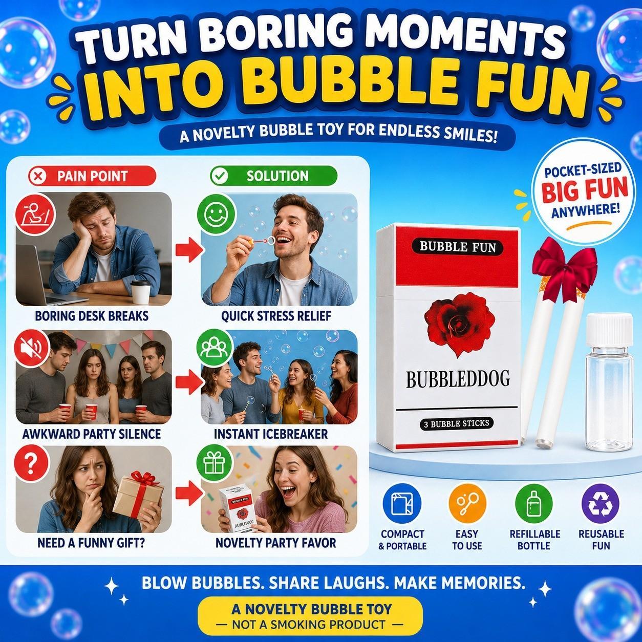 Funny Bubbles Blower, Bubble Maker with Empty Bottle, Bubbles Blower Relax Funny Mini Stress Relief Reliever & Recyclable, Novelty Style Relaxation Perfect for Parties, Gags, and Lighthearted Entertainment as Birthday or Party Gift Ideas