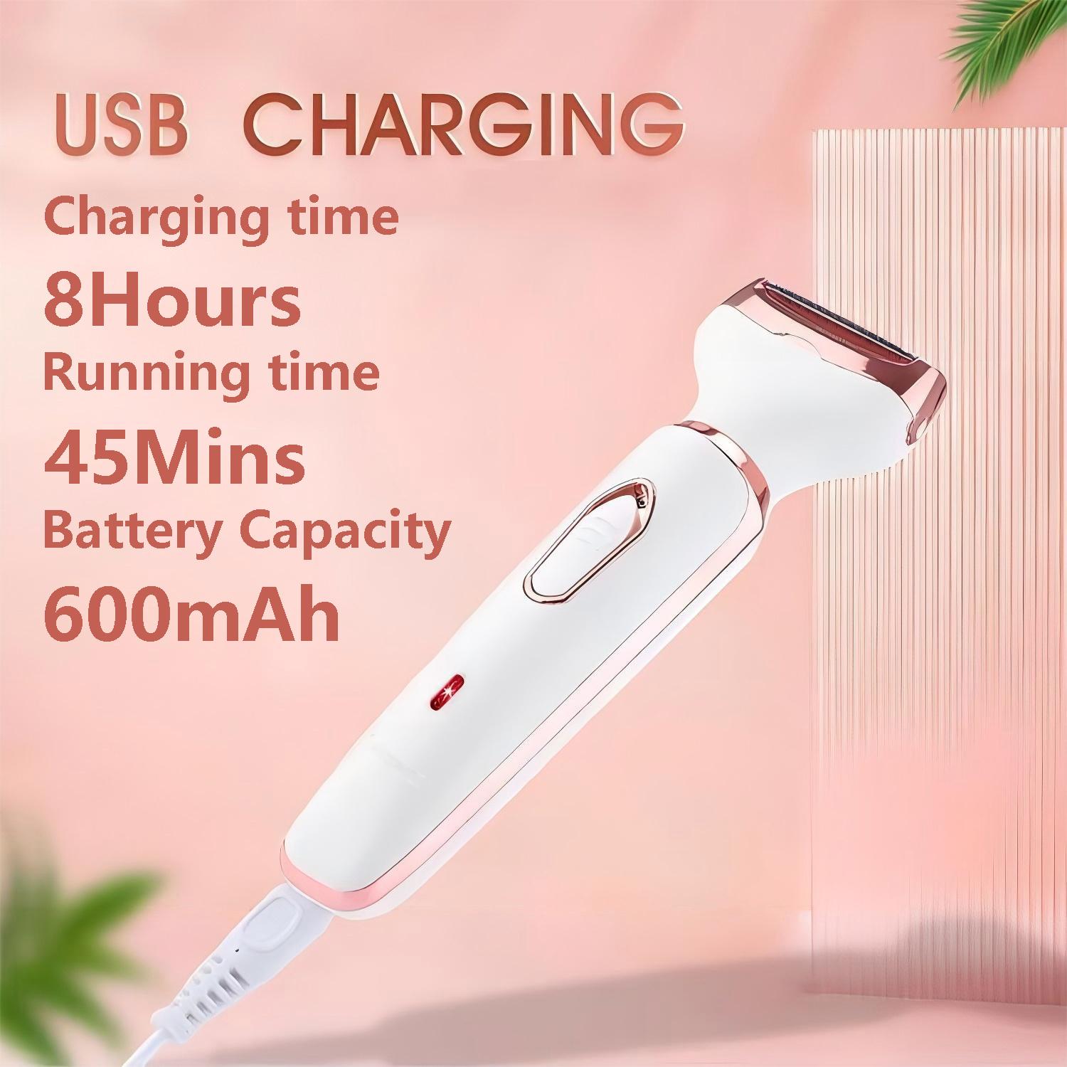 4 in 1 Electric Shaver, 1 Box USB Rechargeable Hair Removal Tool with Replacement Heads, Gentle Hair Removal Tool for Face, Eyebrow, Nose, Arm, Leg, Body, Rechargeable Shaver Machine