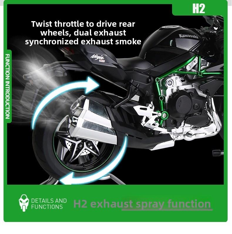 Dynamic H2r Motorcycle Model, Smoke Exhaust, Fire Start, Alloy Replica, Sound & Spray, Realistic Motorbike Experience, Gift for Boyfriend, Collectible, Toy