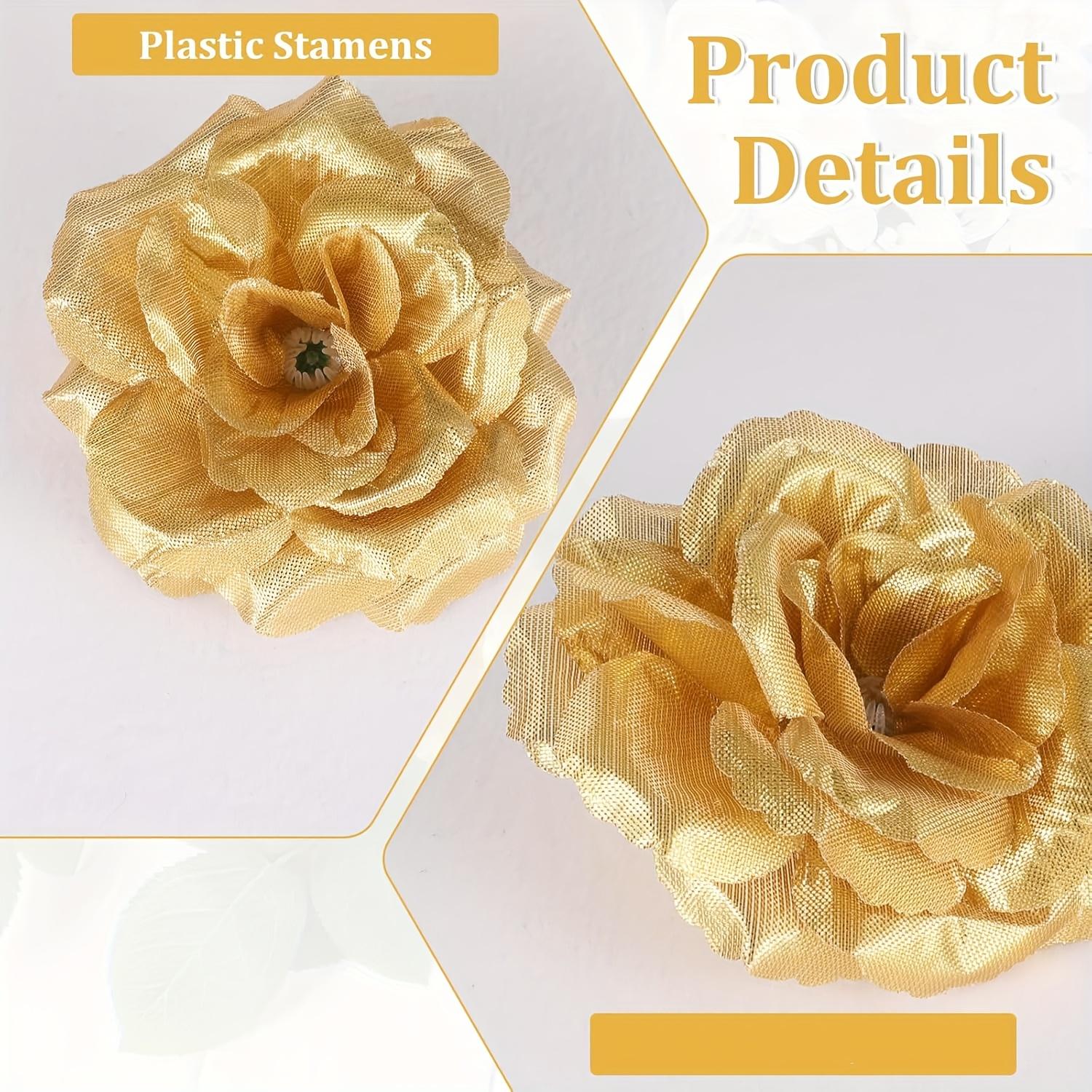 25pcs Artificial Flowers, Realistic Gold Roses Decorative Bouquet for DIY Weddings & Christmas Parties, Perfect for Home Table Décor