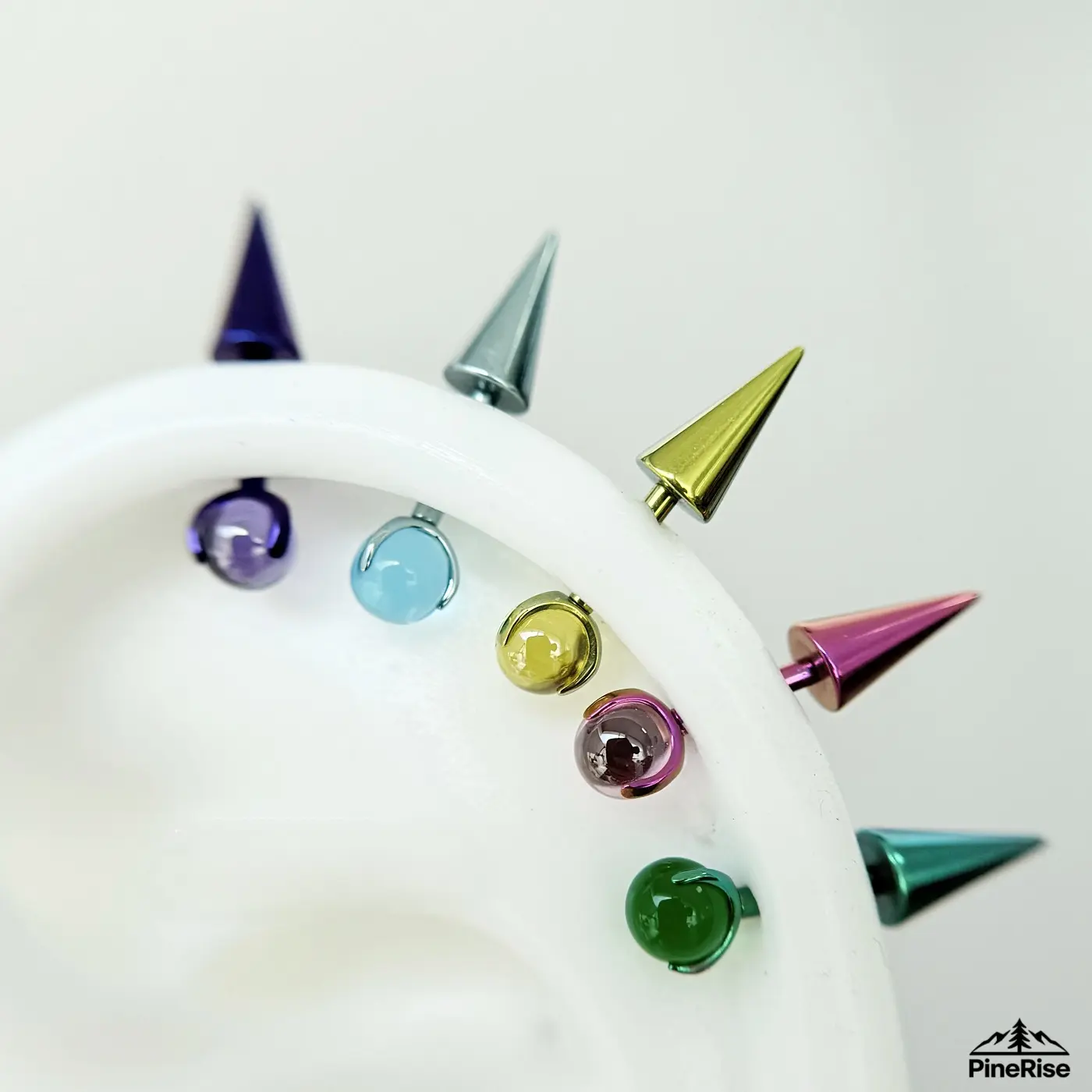 ASTM F136 Titanium Devil Spike Stud Earring Anodized Piercing Jewelry With Crystal Ball Tip Edgy Punk Women Ear Stud Accessory For Indoor Leisure Daily Gothic Outfit Styling Matching