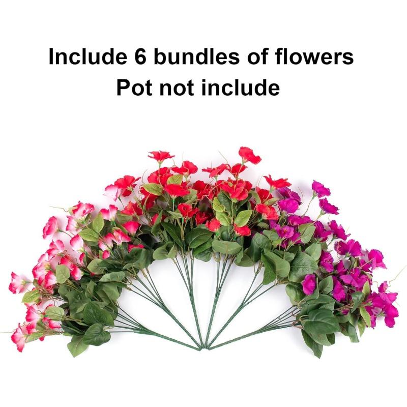 6 Pack Artificial Hibiscus Flowers, UV Proof Faux Silk, Outdoor Spring Decoration, No Pot, Mixed Color, Home Decor, Garden, Party