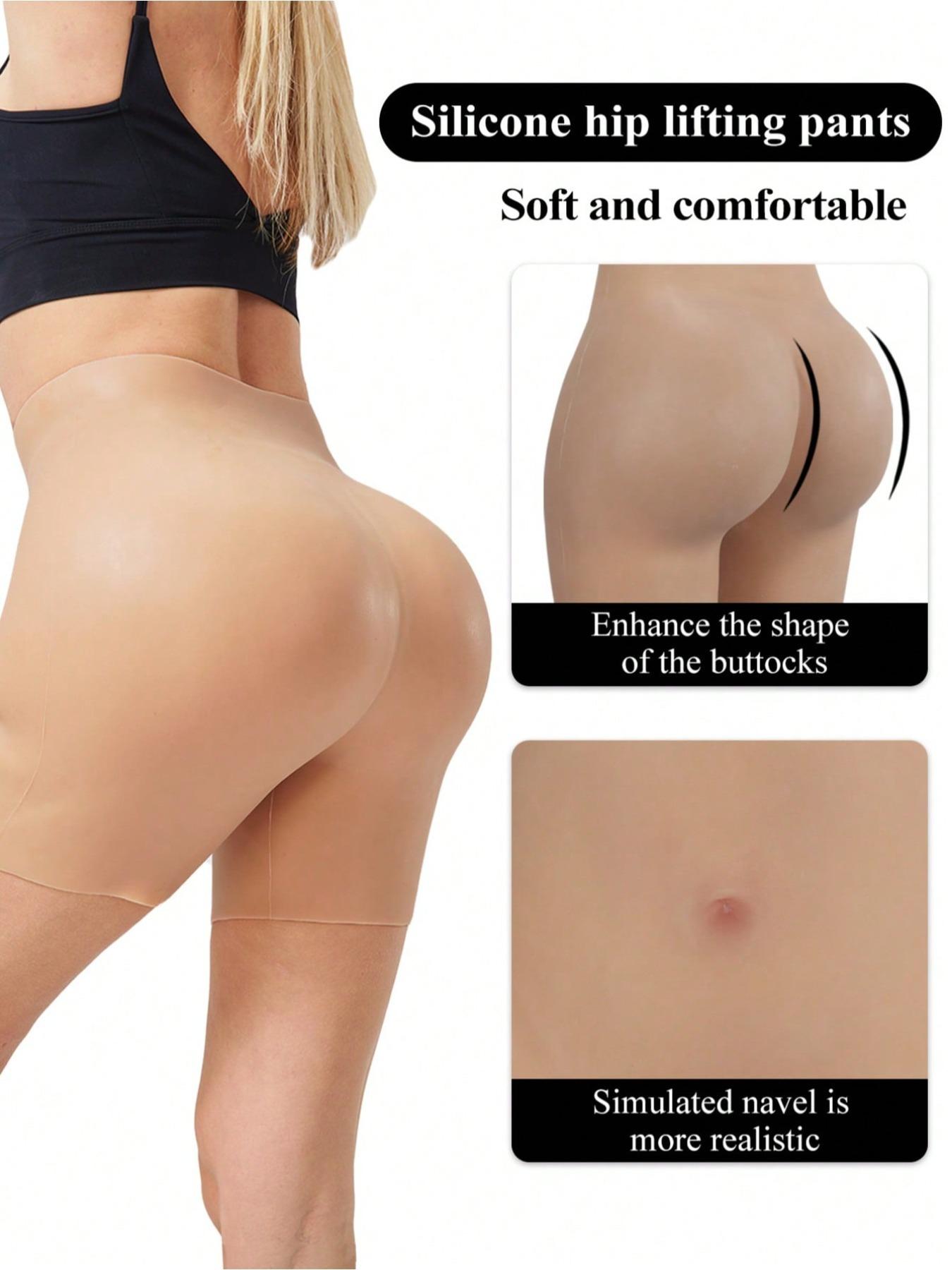 Bestselling European And American Brown Silicone Butt Lifting Open-Crotch Pants, Sexy Realistic Thickened Hips Silicone Fake Butt Shapewear For Curve Shaping
