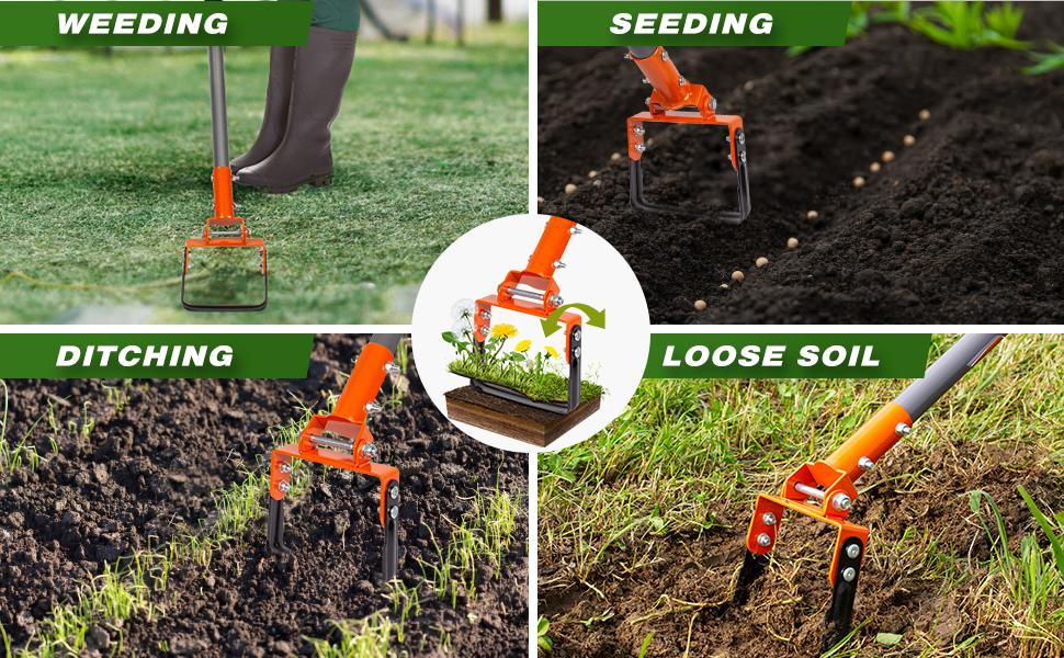 Walensee Garden Hoe for Weeding Action Hoe and Stirrup Hoe for Flower Bed, Adjustable Hula-Hoe, Scuffle Loop Hoe for Gardening Weeder Cultivator