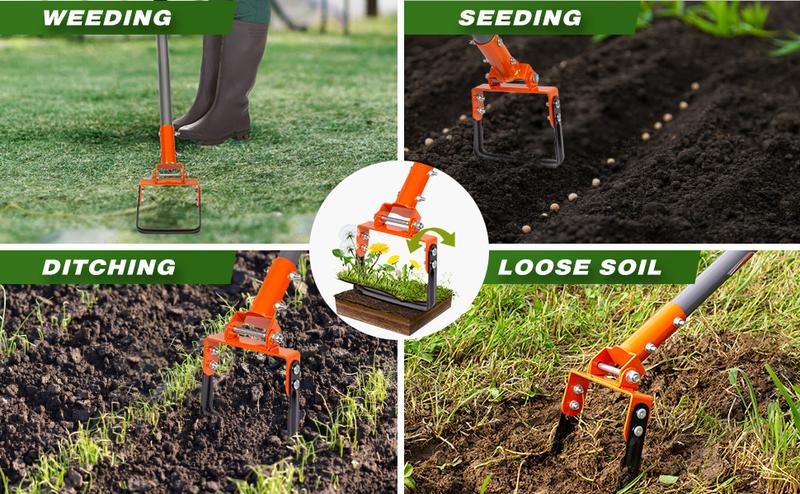 Walensee Garden Hoe for Weeding Action Hoe and Stirrup Hoe for Flower Bed, Adjustable Hula-Hoe, Scuffle Loop Hoe for Gardening Weeder Cultivator
