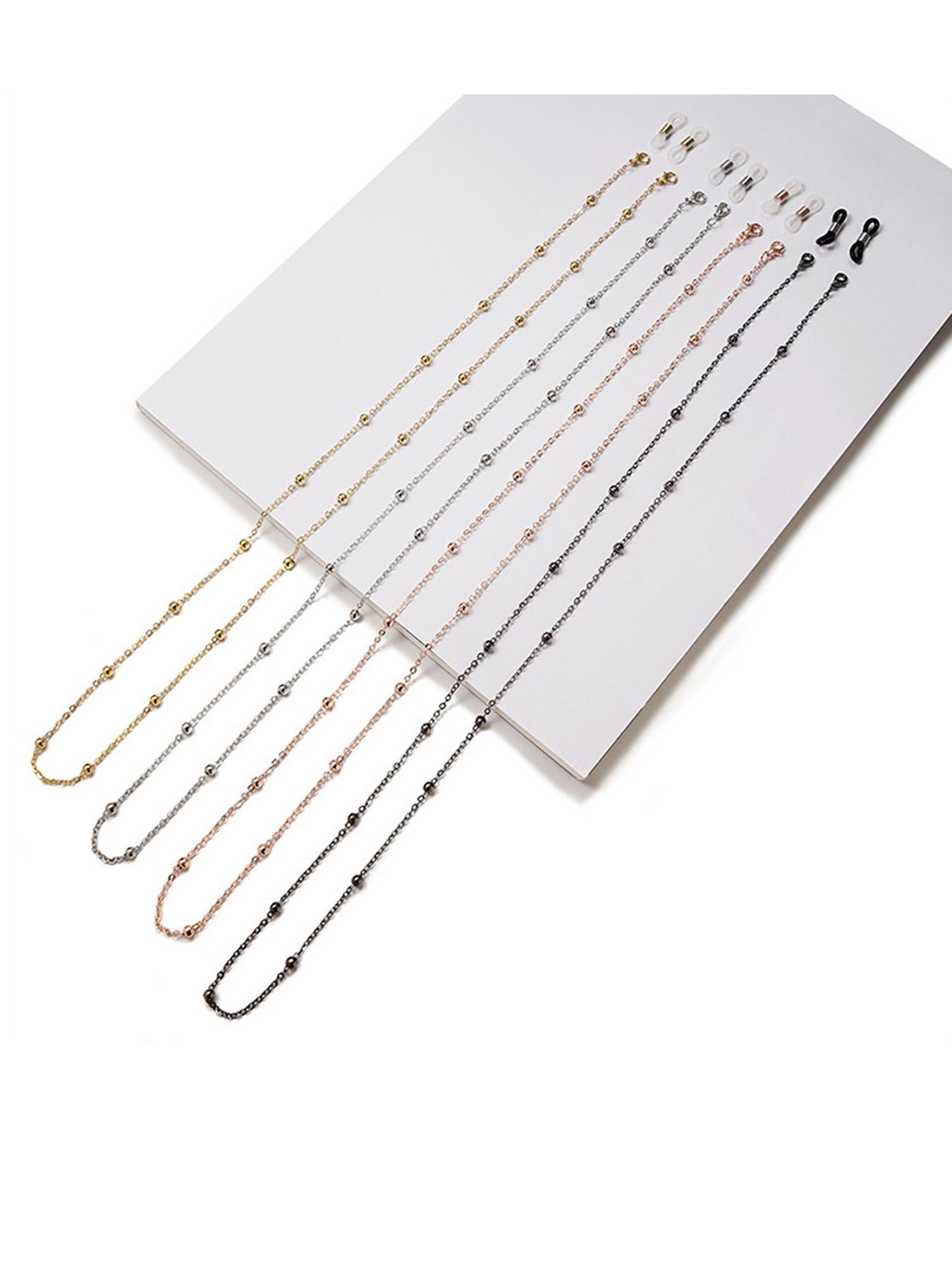 Clip-On Eyeglass Chain Metal Sunglasses Strap, Anti-Lose Eyewear Cord, Elegant Baroque Design, 2-Piece Set for All Seasons