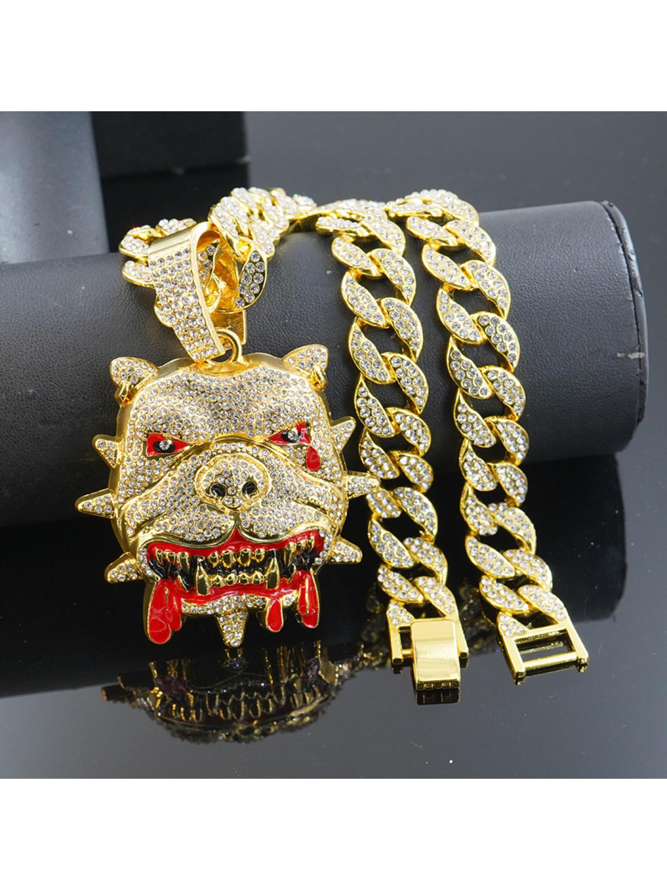 Hip-hop personalized bulldog pendant necklace, trendy, stylish, and cool men's accessory