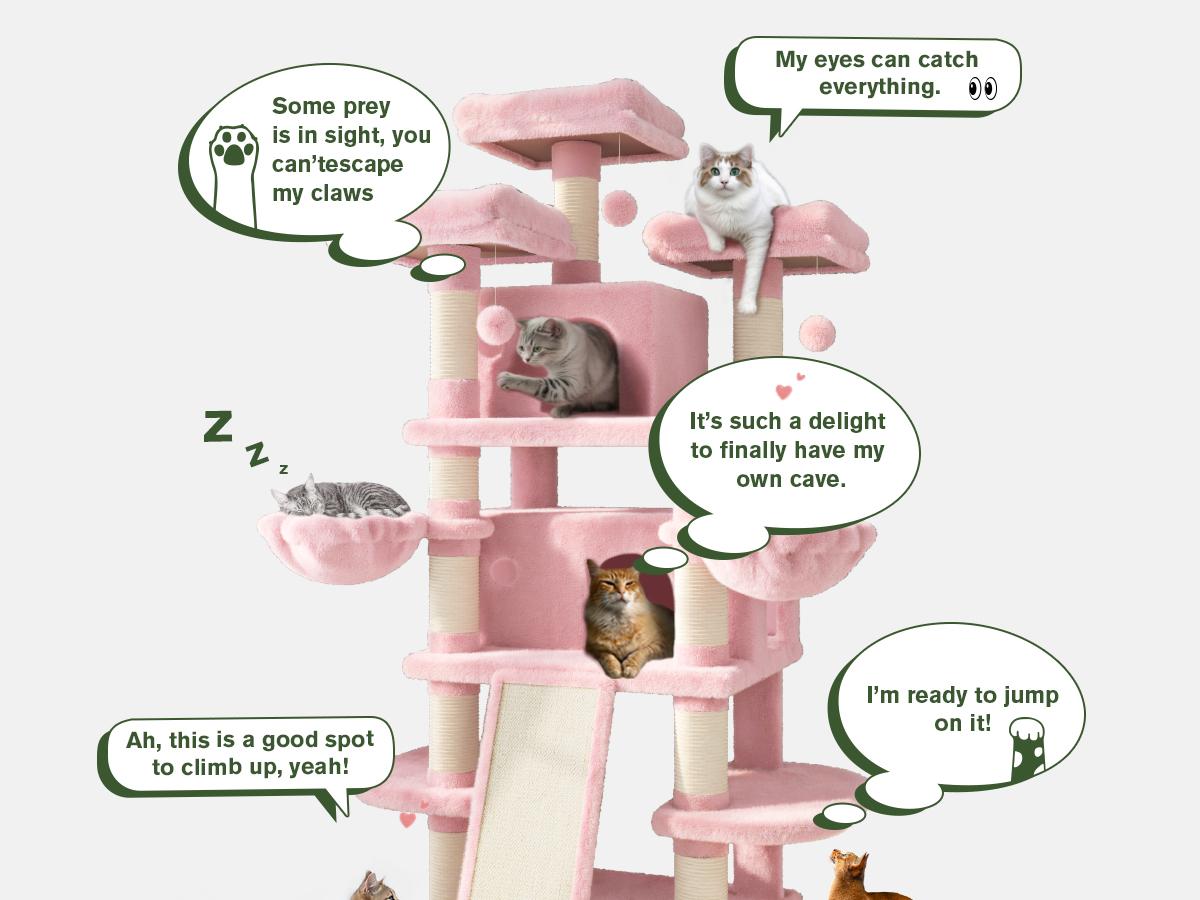 MUTICOR 68in Premium Heavy-Duty Cat Tree for Large Cats/Big Cat Tower with Cat Condo/Cozy Plush Cat Perches/Sisal Scratching Posts and Hammocks/Cat Activity Center#TikTokShopBlackFriday #ChristmasGifts