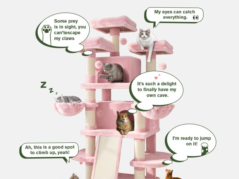 MUTICOR 68in Premium Heavy-Duty Cat Tree for Large Cats/Big Cat Tower with Cat Condo/Cozy Plush Cat Perches/Sisal Scratching Posts and Hammocks/Cat Activity Center#TikTokShopBlackFriday #ChristmasGifts