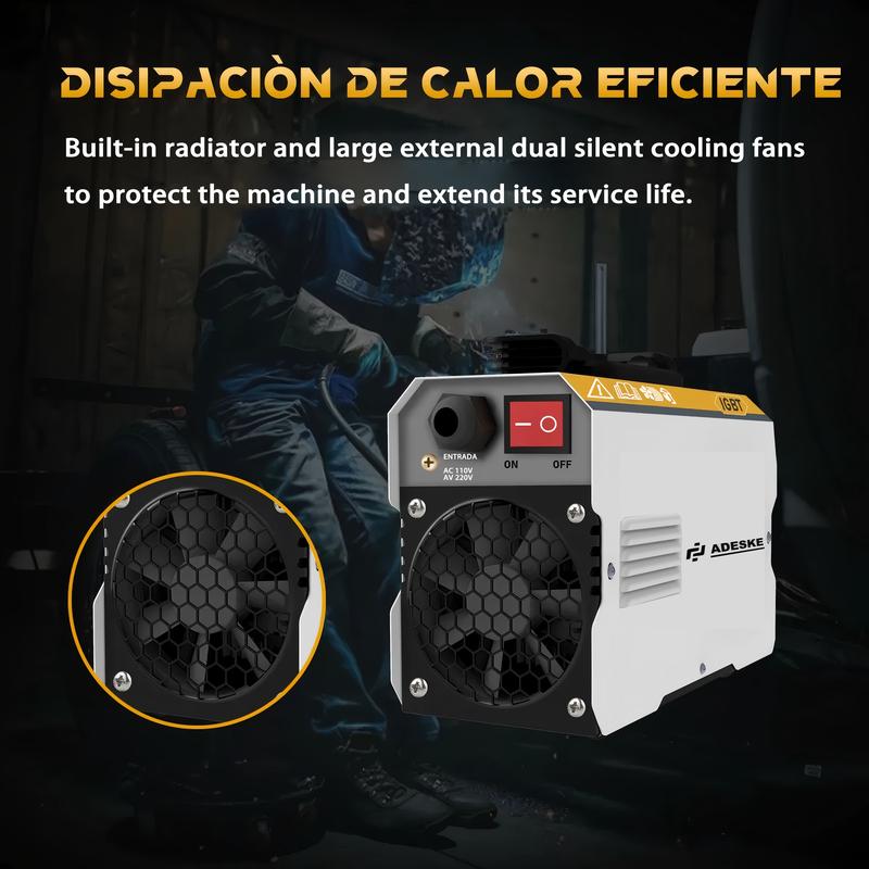 ADESKE MMA-155 Portable Welding Machine – Dual Voltage 110V/220V, 120A Output, Digital Display, Overload Protection, Complete Welding Kit for Home, Auto Repair & Construction