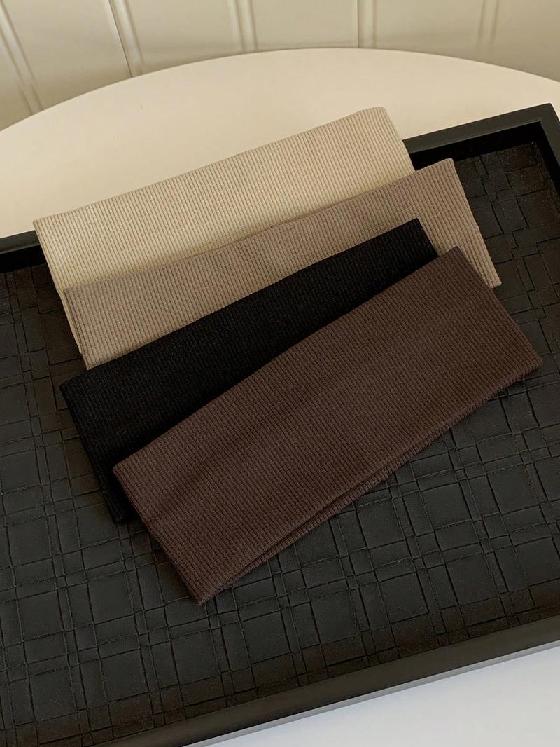 Solid Color Knitted Hair Band, High Elasticity Hair Band, Sweat Absorbing Hair Band, Casual All-match Hair Accessories for Women & Girls, Elastic Headbands, Workout Headband