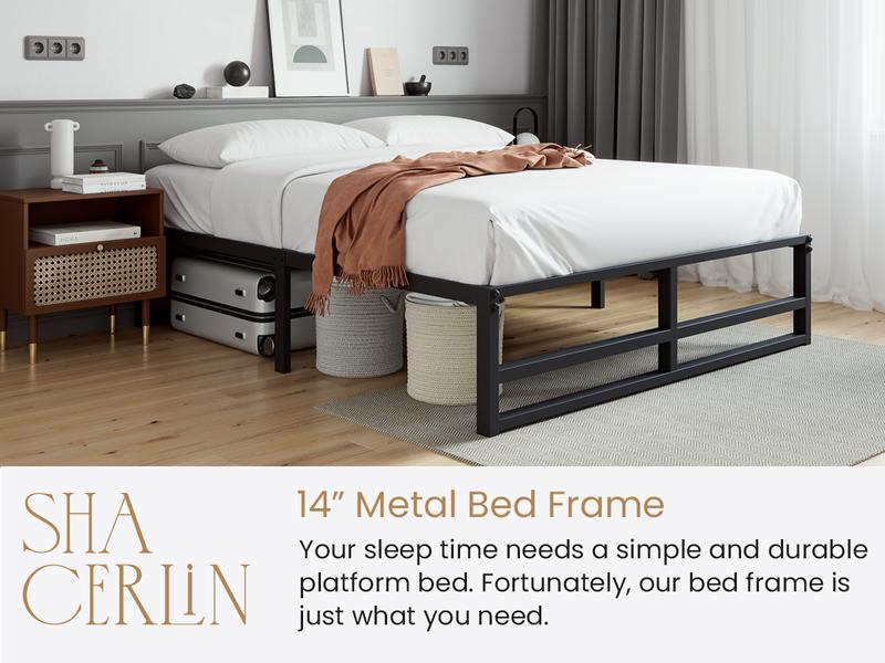 SHA CERLIN Heavy Duty Metal Bed Frame, 14"/18" Height Platform Bed Base, Twin/Full/Queen/King Size Steel Slats Support,No Box Spring Needed,Queen Bed Frame Twin Bed Frame#ChristmasGifts#TikTokShopBlackFriday